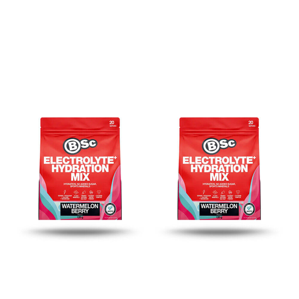 2PK BSc Electrolyte+ Hydration Drink Mix 20 Serves 120g Watermelon Berry