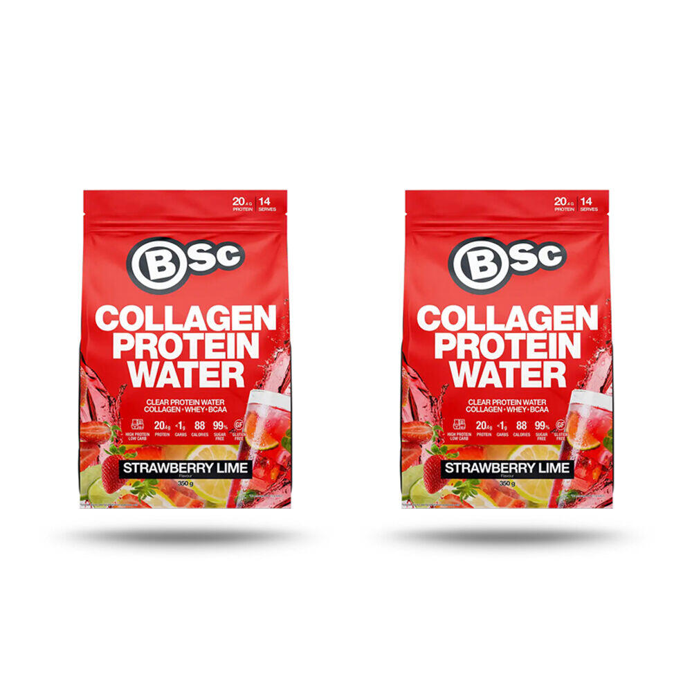 2PK BSc Collagen Protein Water Drink Mix Post Workout 350g Strawberry Lime