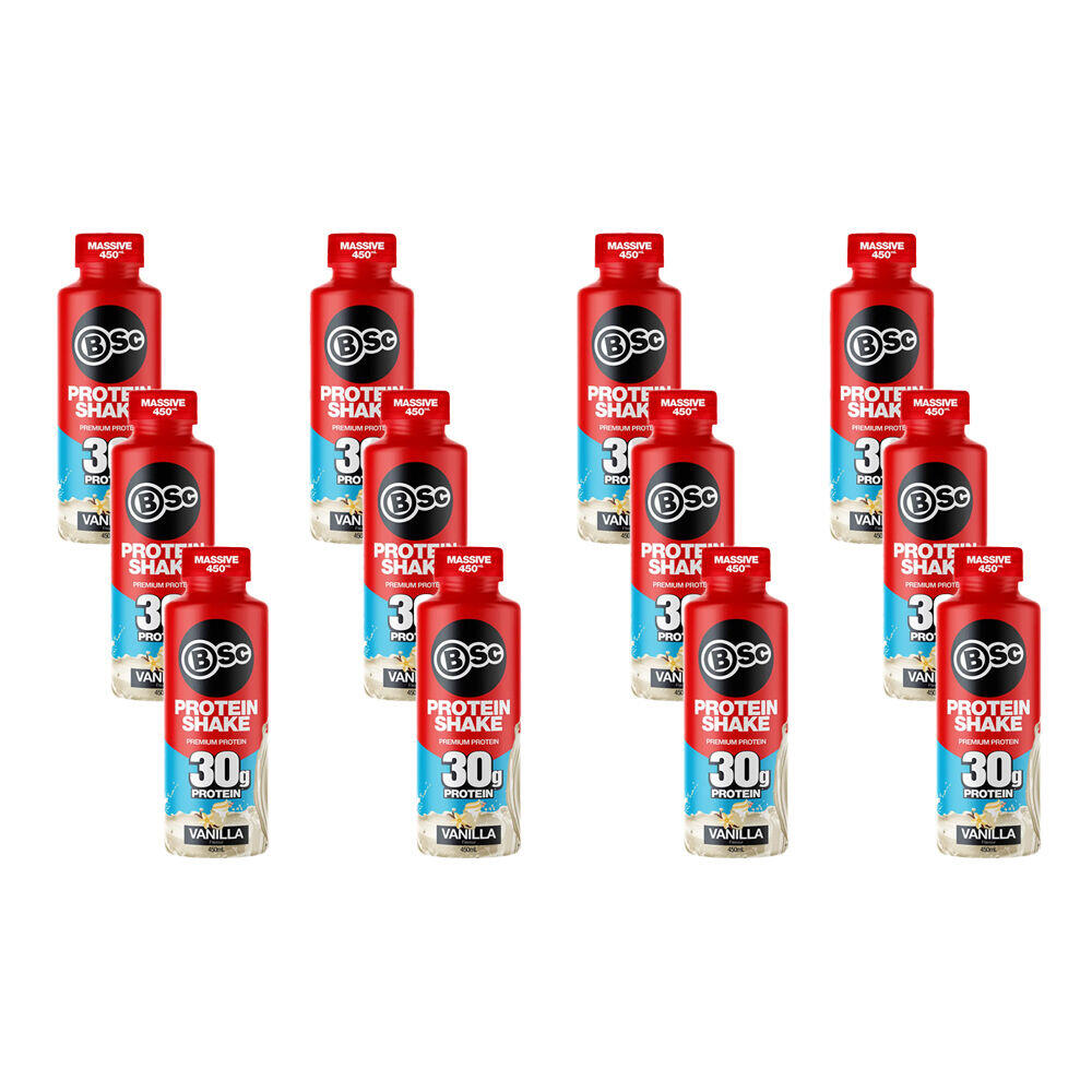 2x 6PK BSc Ready To Drink Premium 30g Protein Shake Post Workout 450ml Vanilla