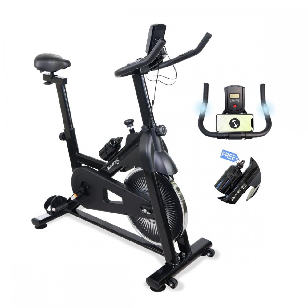 Adjustable Indoor Exercise Bike with Flywheel Heart Rate Monitor and LCD Screen