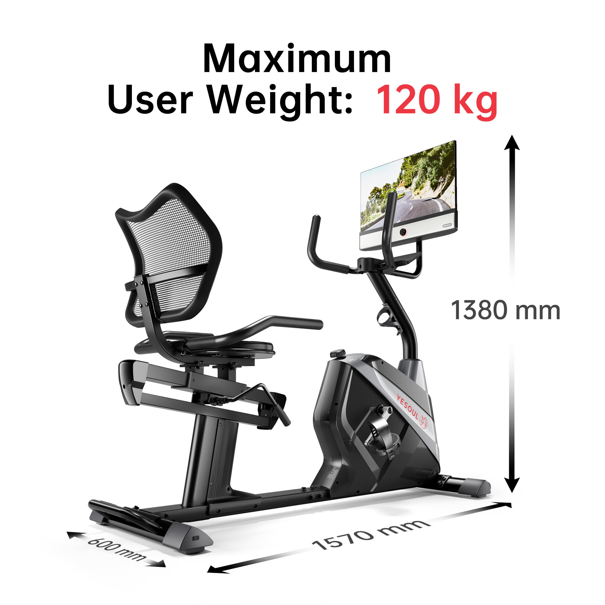 Vélo d’appartement magnétique YESOUL J1 Plus, écran 21,5" LED-FHD, 100 niveaux 7/7
