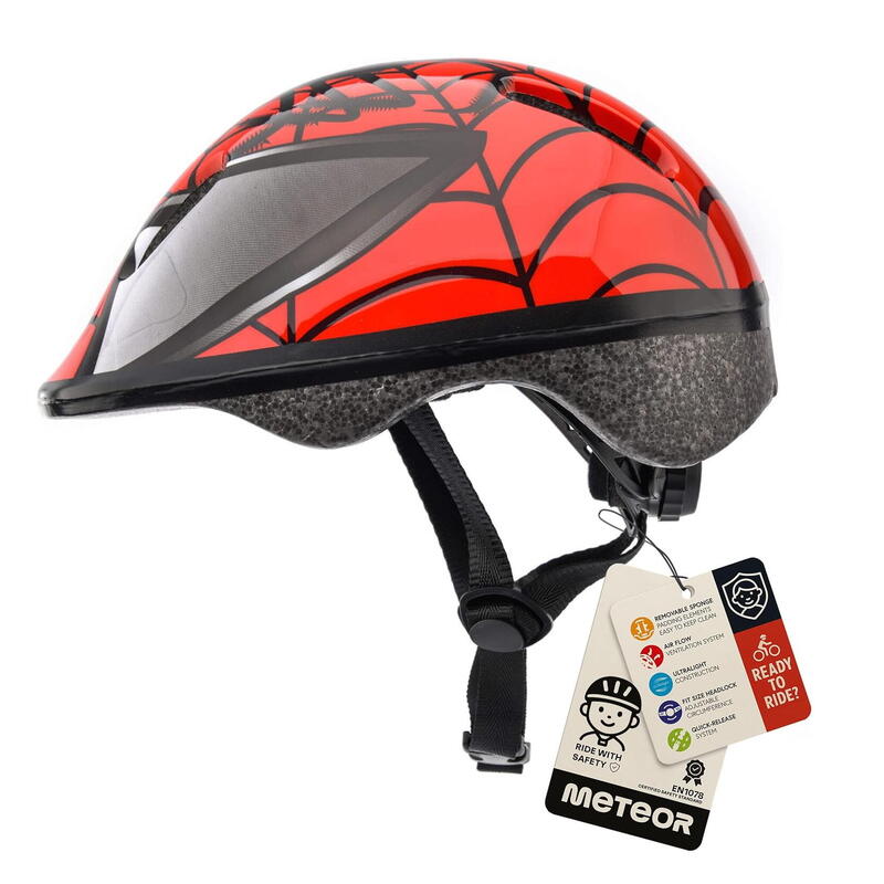 Cască bicicletă Meteor KS06 Spider XS 44-48 cm negru-roșu