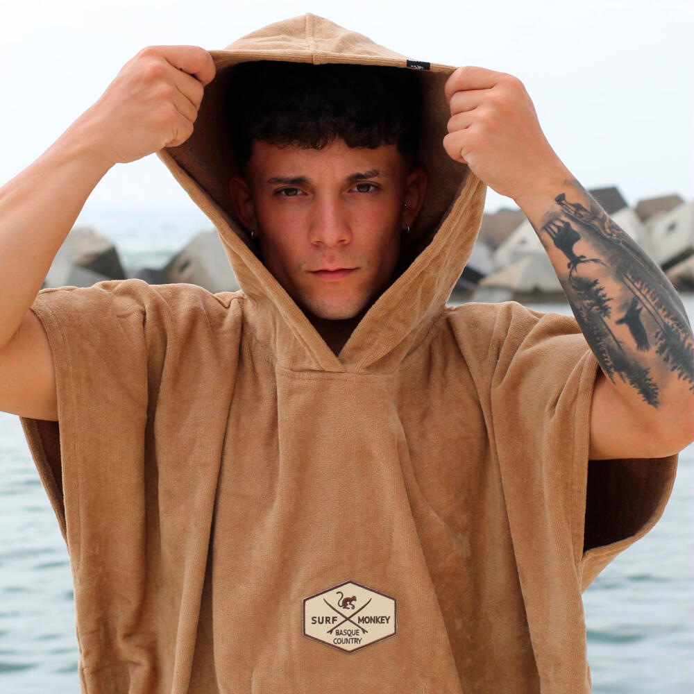 Poncho Surf Adulto - Algodon Organico - S/M (Beige) 2/4