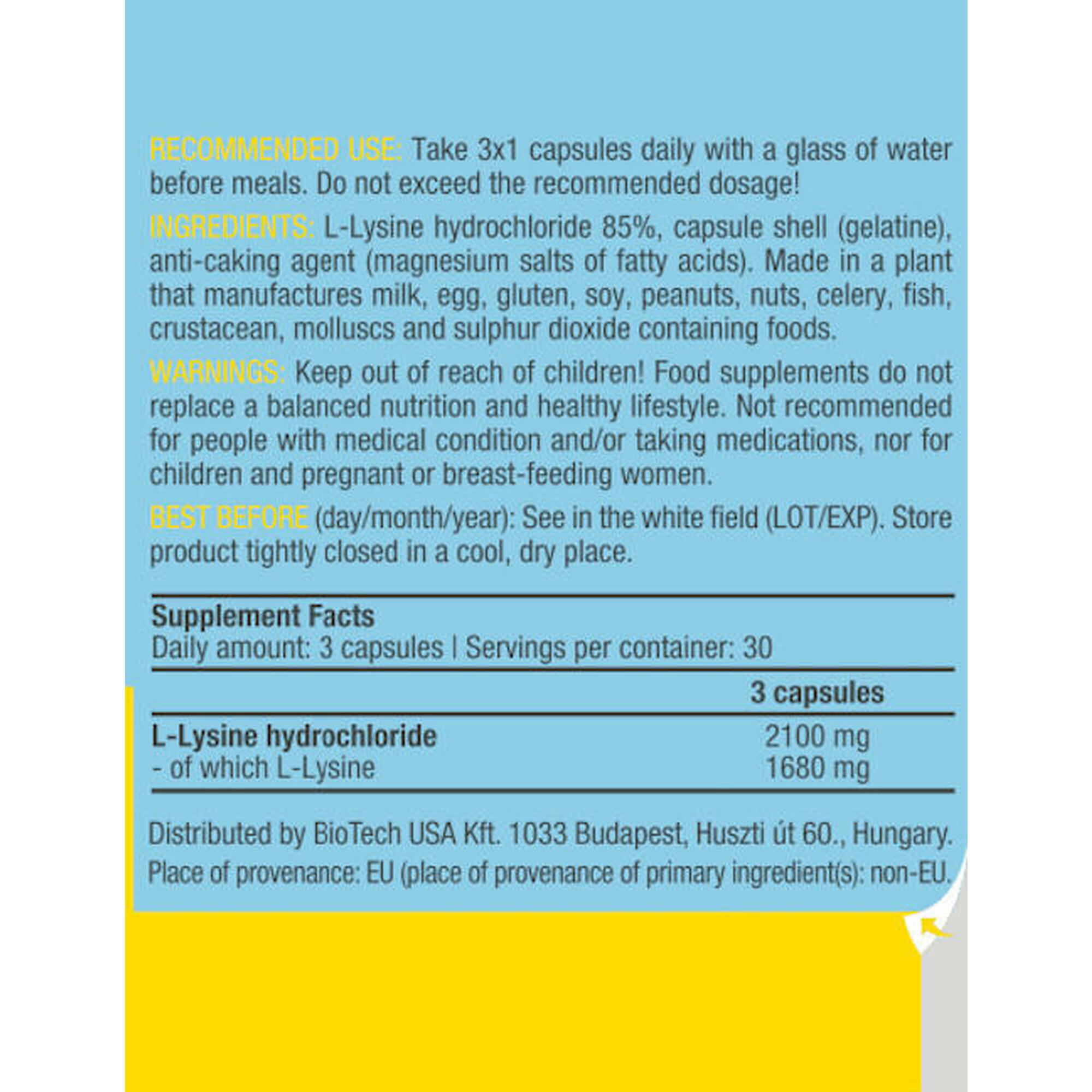 Biotechusa - L-lysine - 90 Gélules - Complément Alimentaire - Decathlon