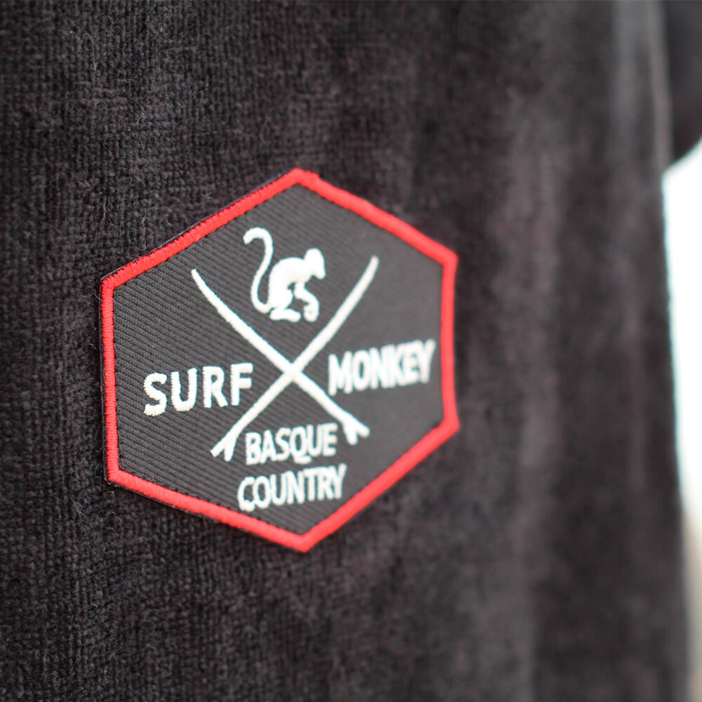 Surfponcho voor volwassenen – biologisch katoen – S/M (Zwart) 4/5