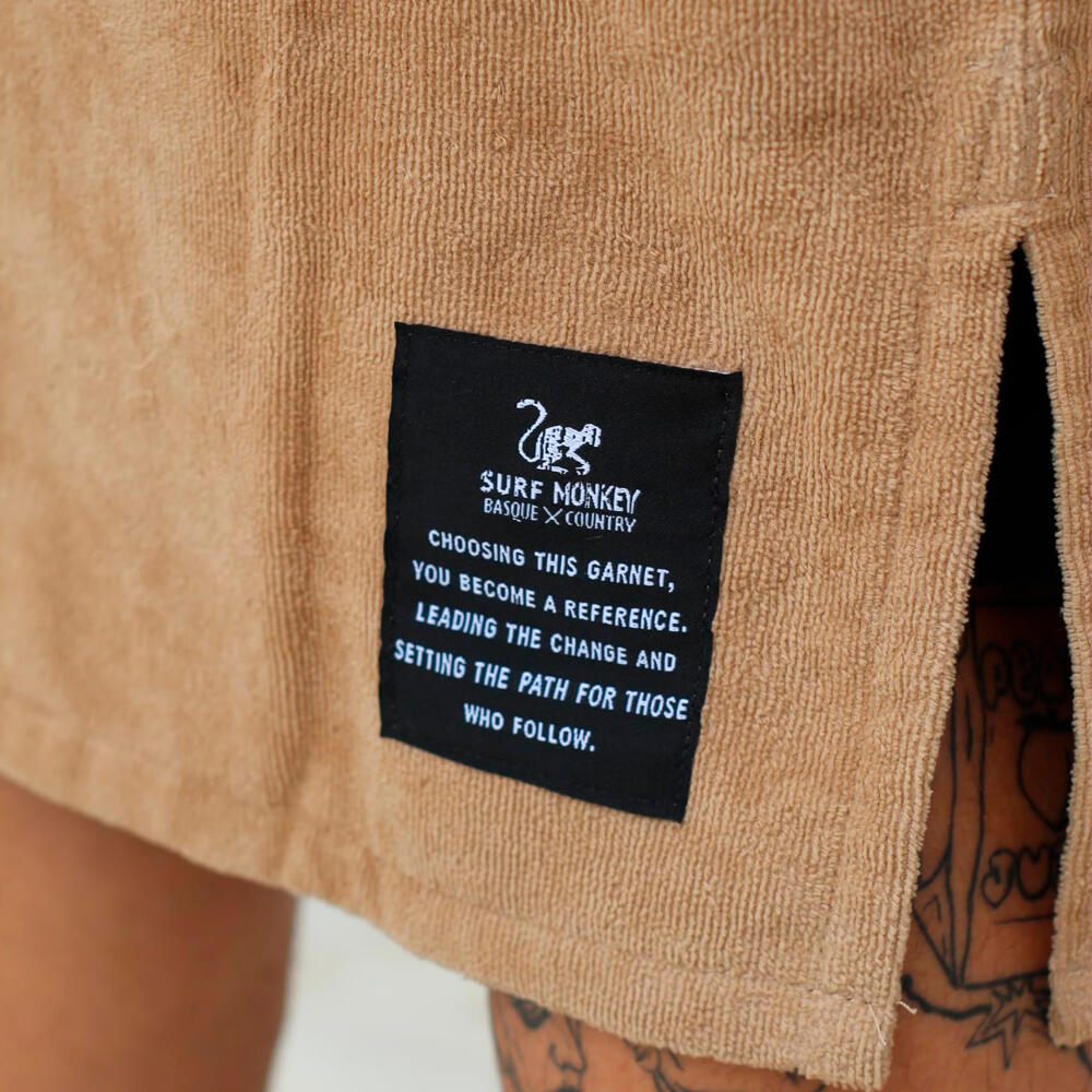 Surfponcho für Erwachsene – Bio-Baumwolle – L/XL (Beige) 4/5