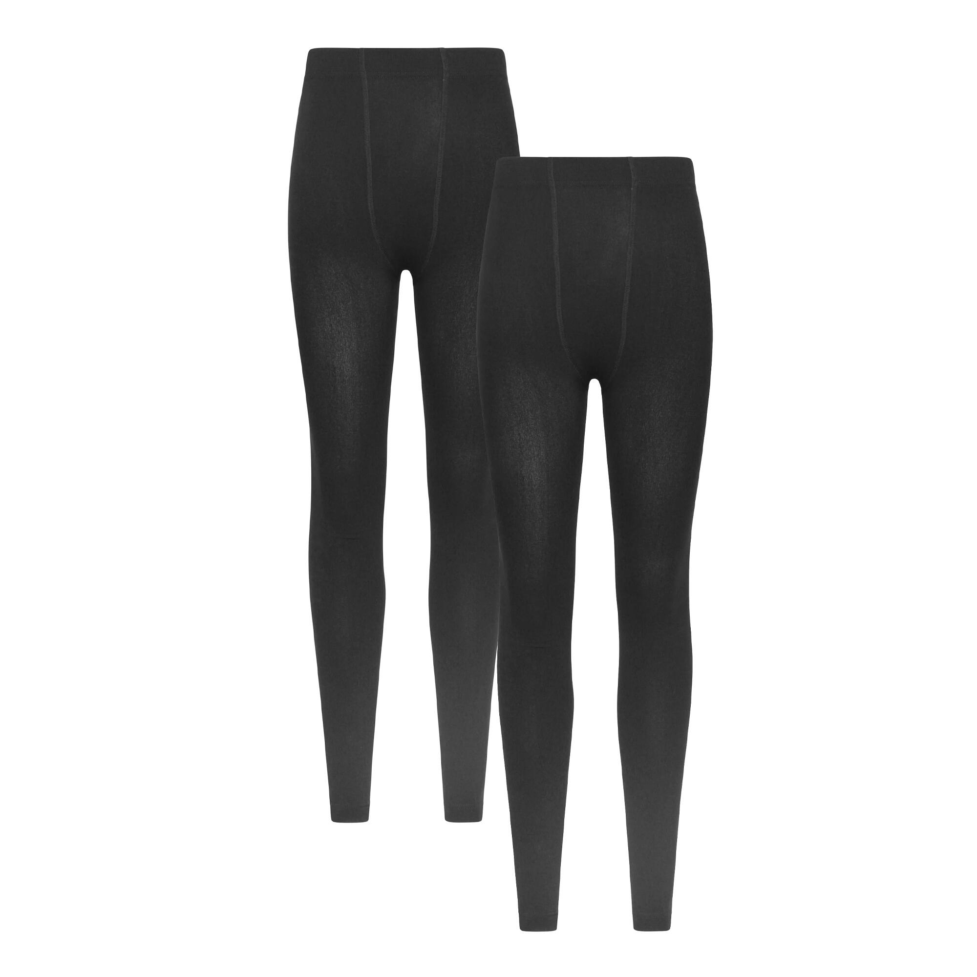 MOUNTAIN WAREHOUSE Womens/Ladies Brushed Isotherm Thermal Leggings (Pack of 2) (Black)