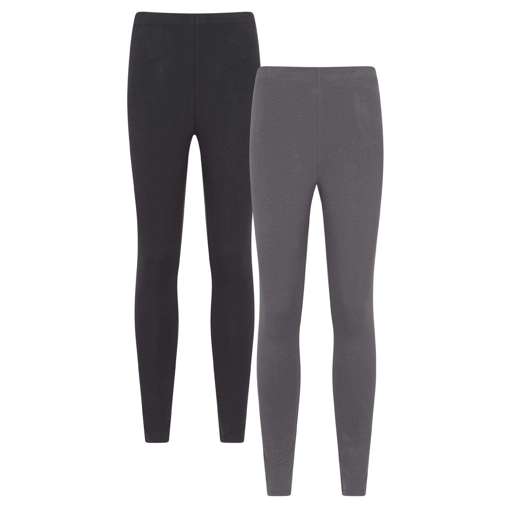 MOUNTAIN WAREHOUSE Womens/Ladies Cotton Blend Midweight Leggings (Pack of 2) (Charcoal)