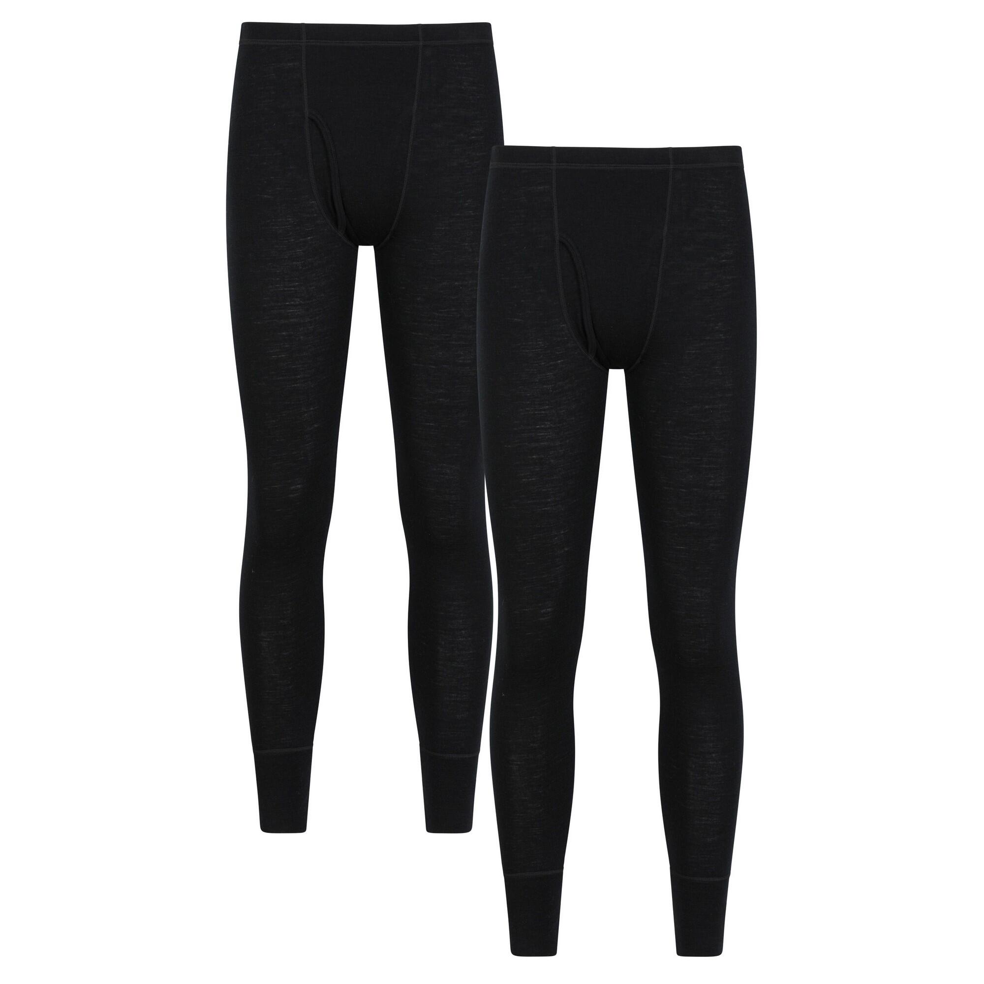 MOUNTAIN WAREHOUSE Mens Merino Wool Base Layer Bottoms (Pack of 2) (Black)