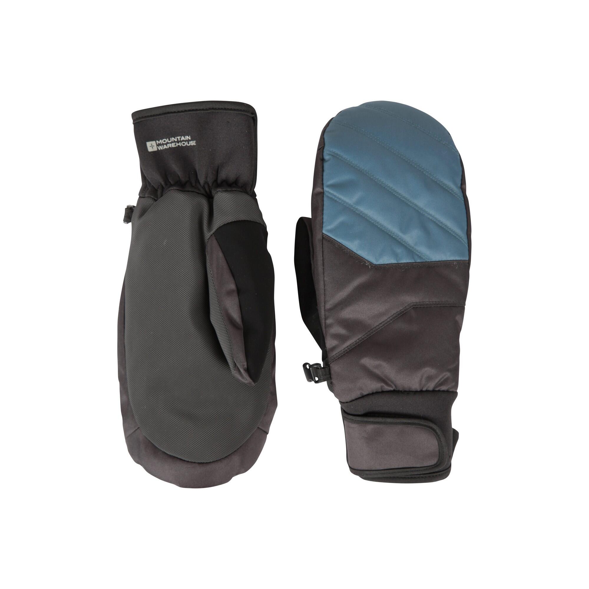Mens Arctic Edge Waterproof Ski Mittens (Black/Blue) 3/4