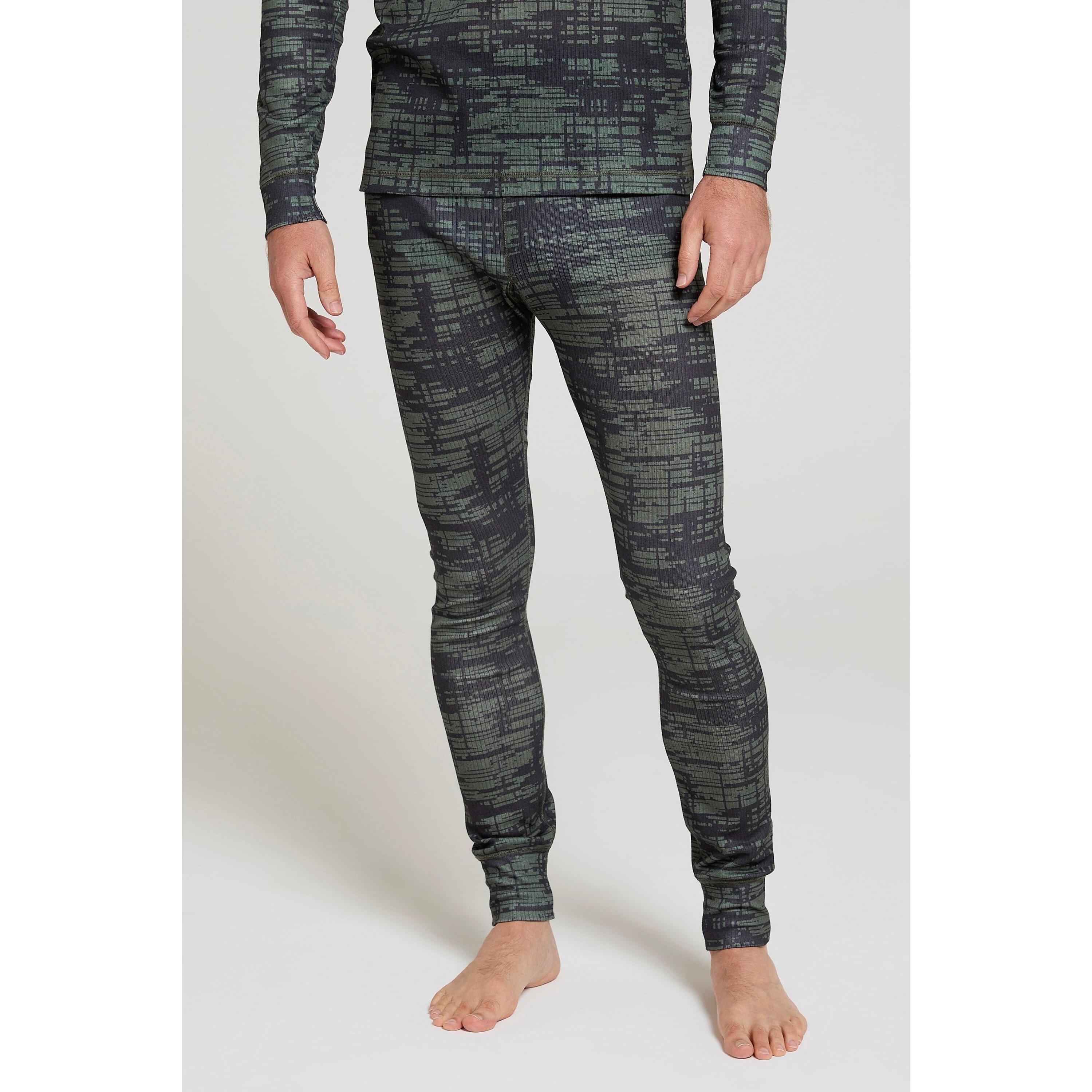 MOUNTAIN WAREHOUSE Mens Talus Dash Print Thermal Bottoms (Khaki Green)