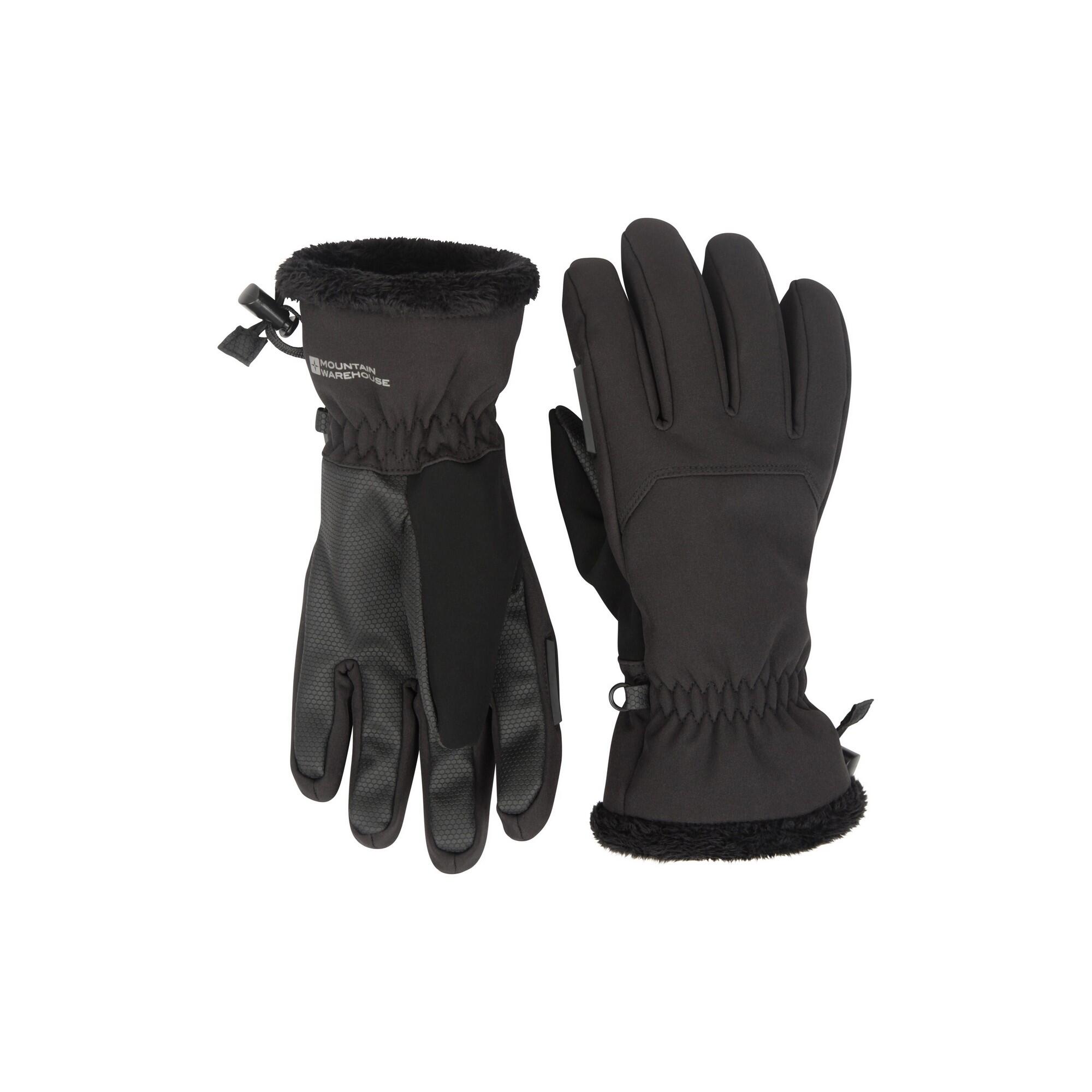 Donna Softshell Guanti Da Sci Mountain Warehouse Escalade Nero 3/4