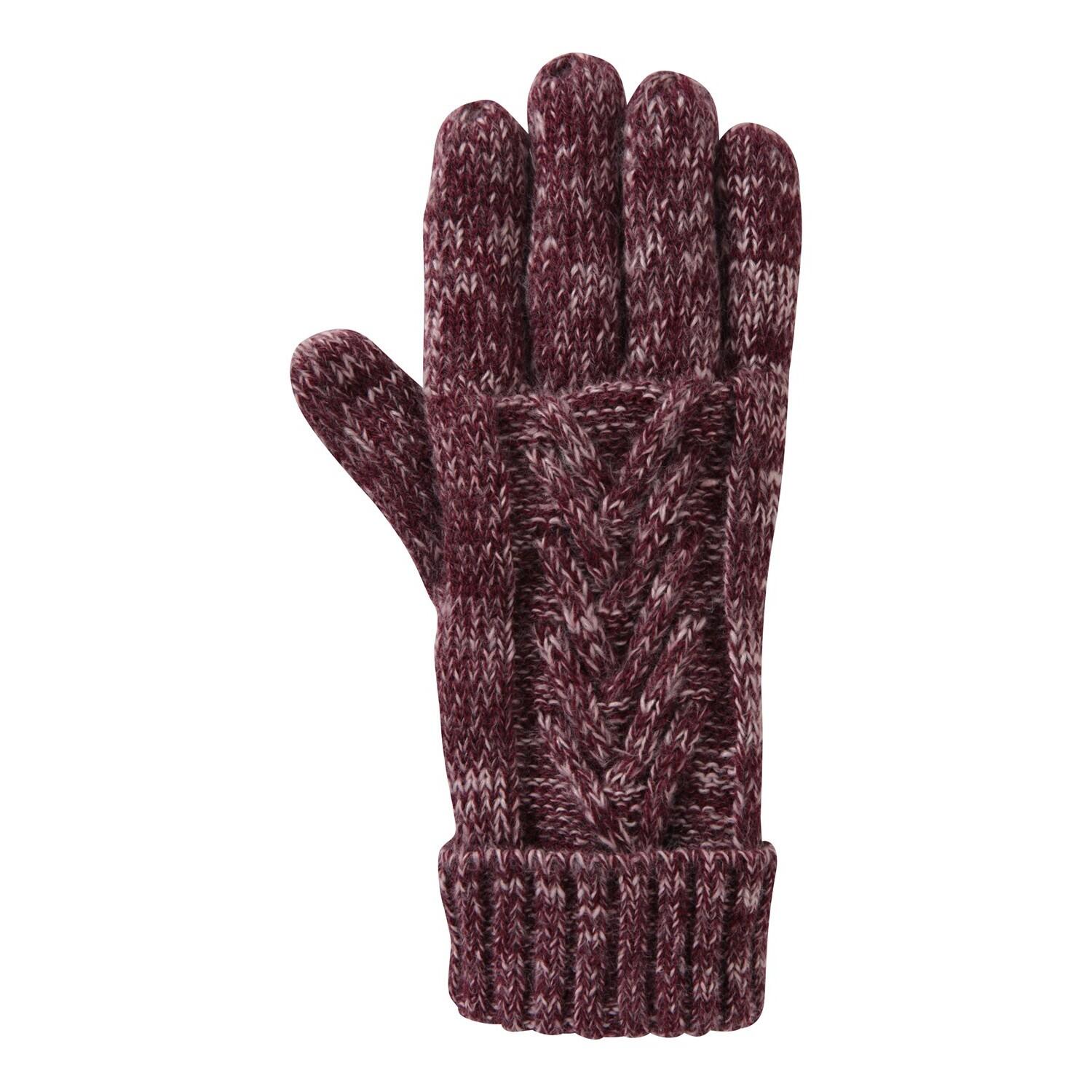 MOUNTAIN WAREHOUSE Womens/Ladies Thinsulate Cable Knit Winter Gloves (Burgundy)