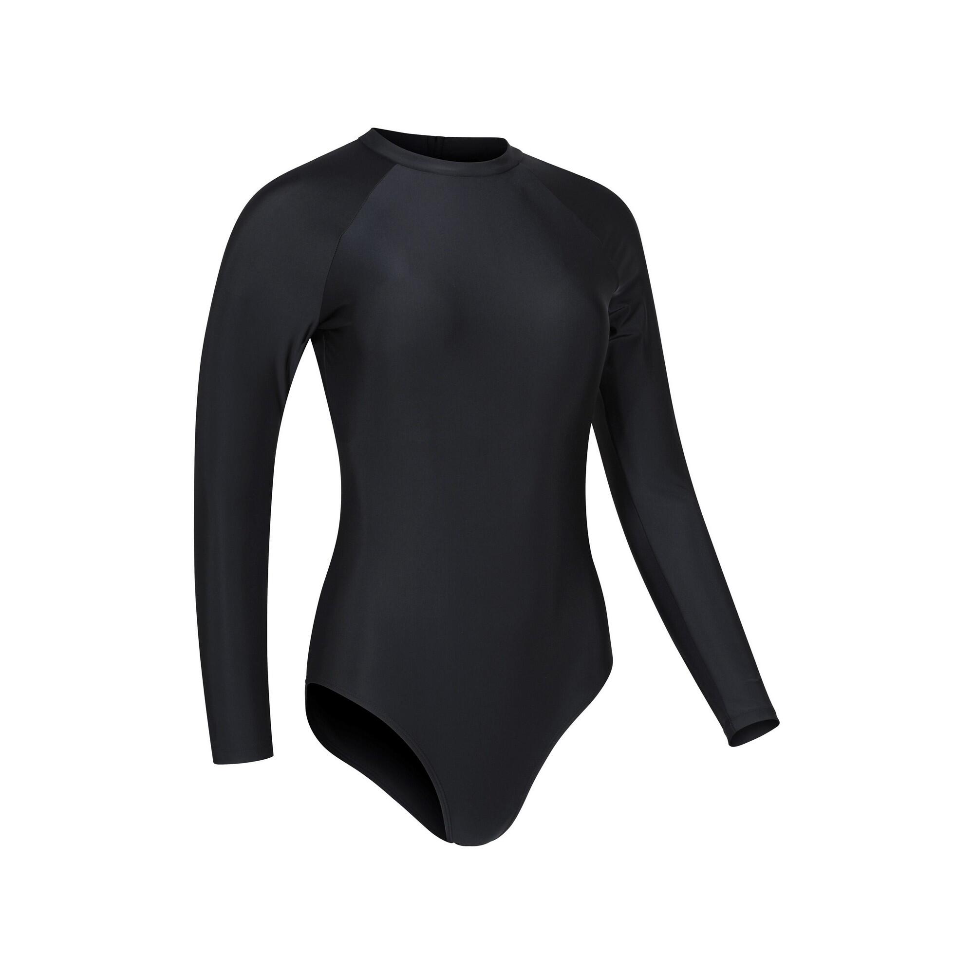 "Sydney" Badeanzug für Langärmlig Damen Schwarz 3/4