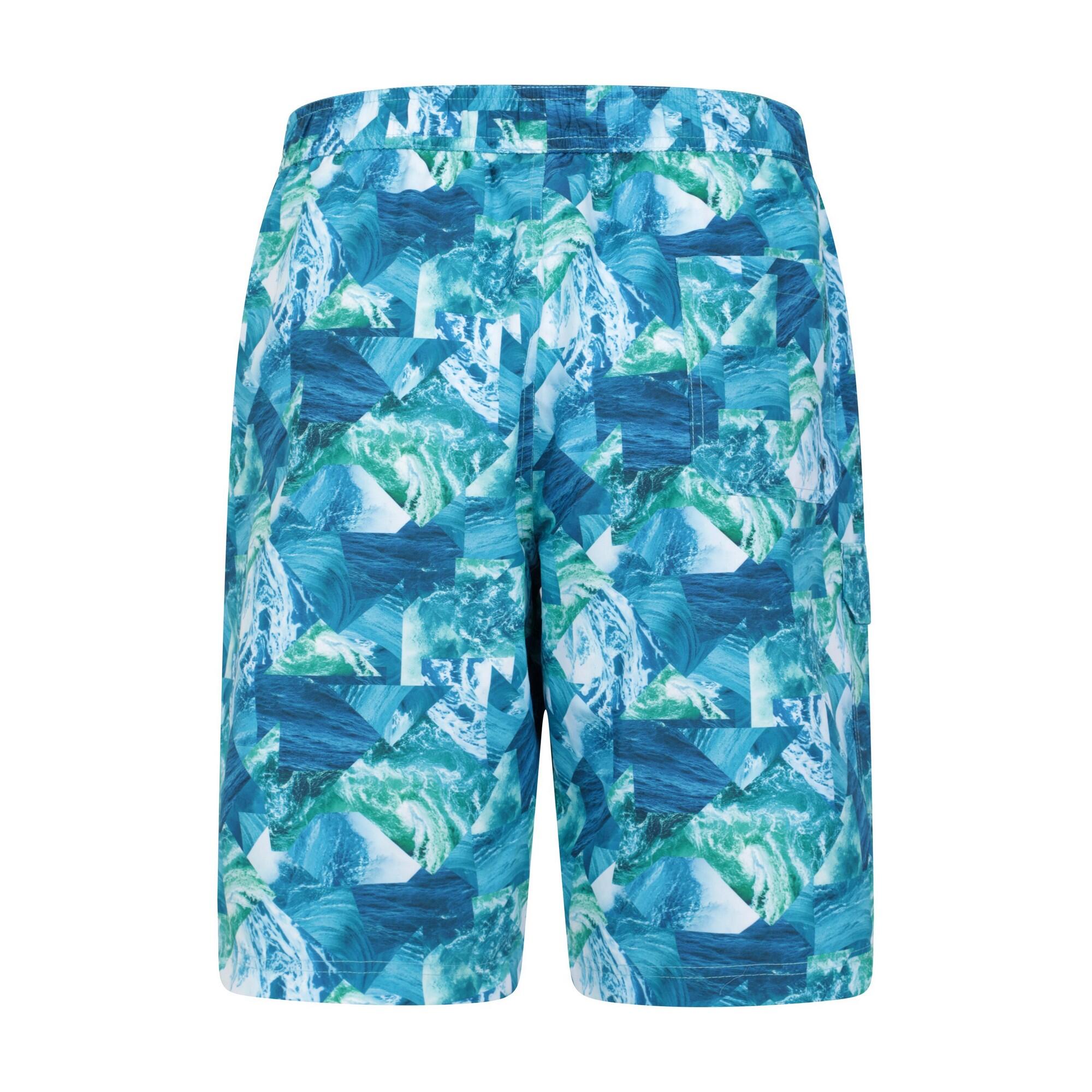 Mens Ocean Patterned Boardshorts (Teal) 2/4
