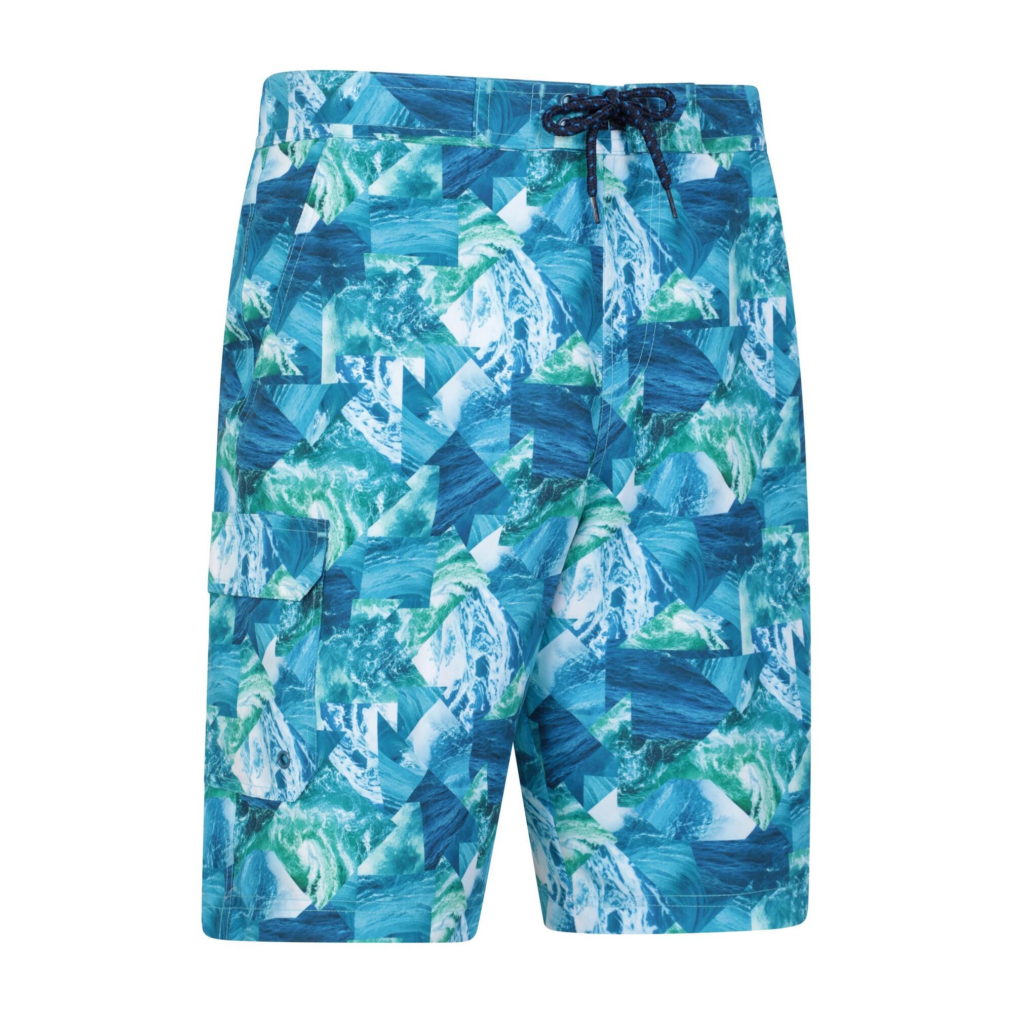 Mens Ocean Patterned Boardshorts (Teal) 4/4
