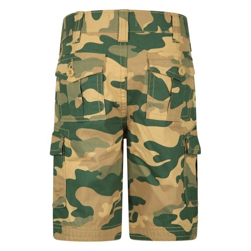 Childrens/Kids Camo Cargo Shorts (Light Beige/Green) 2/4