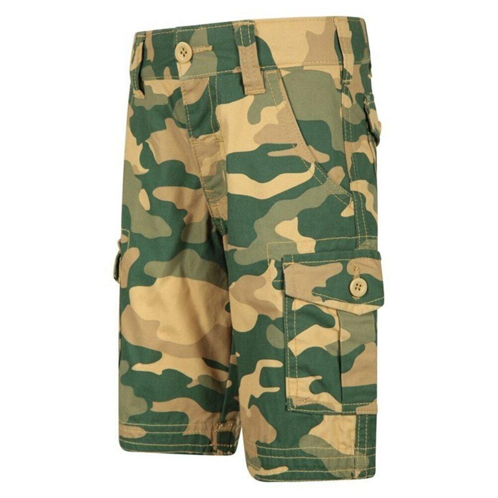 Childrens/Kids Camo Cargo Shorts (Light Beige/Green) 4/4