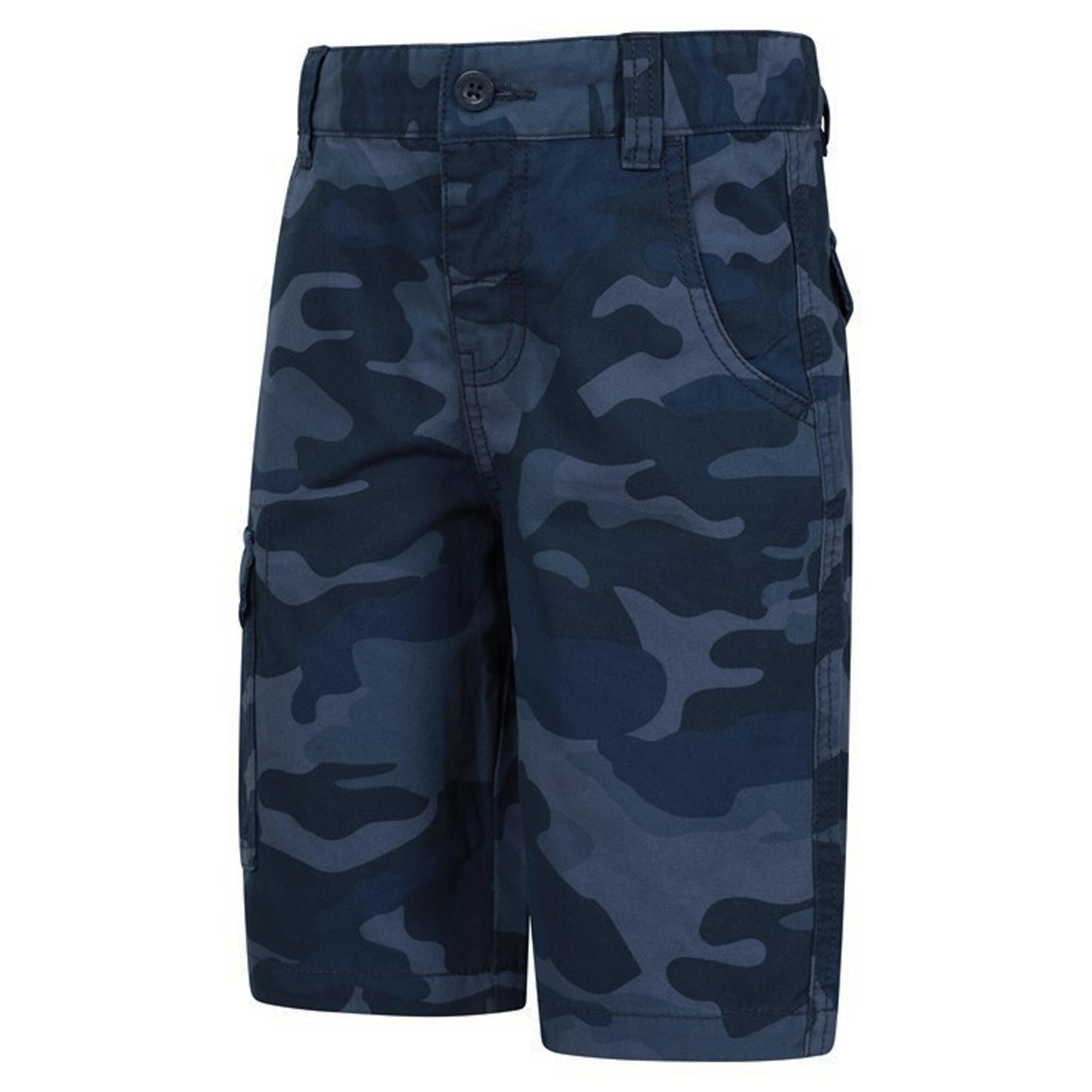 Childrens/Kids Camo Cargo Shorts (Navy) 3/4