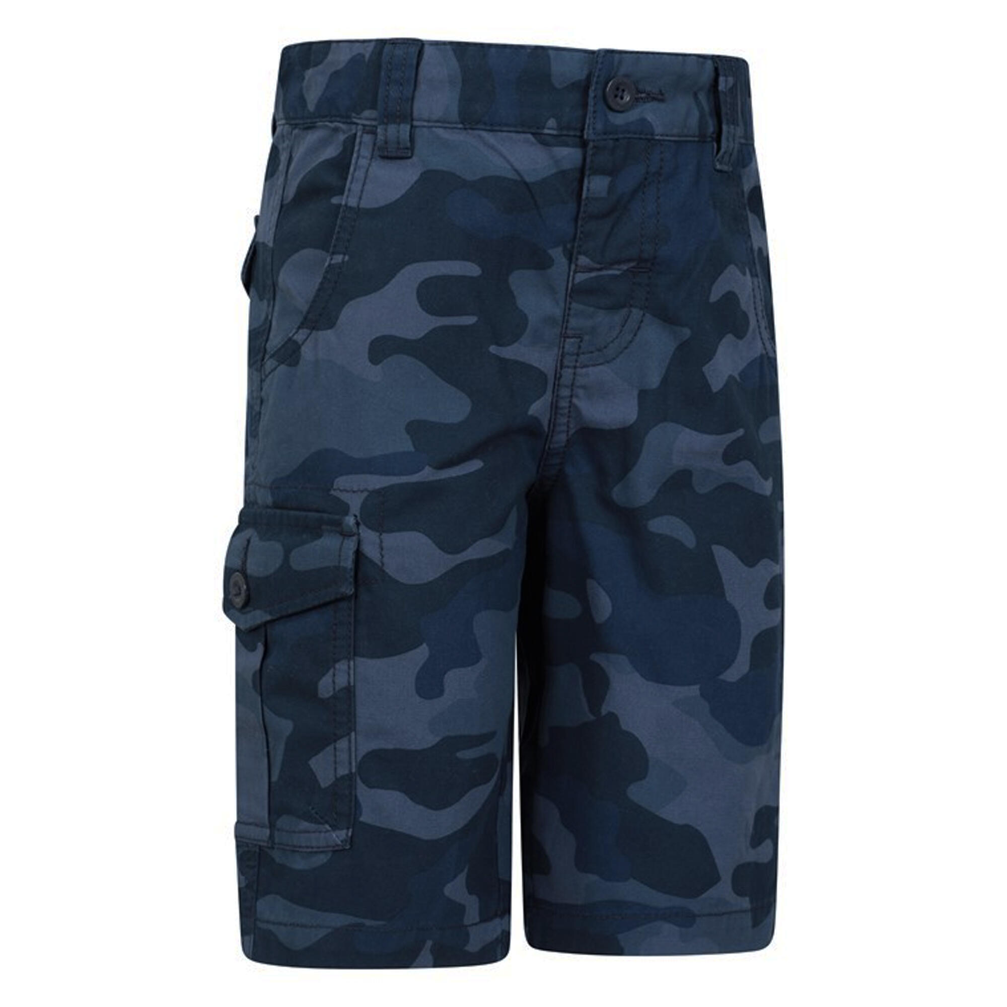 Childrens/Kids Camo Cargo Shorts (Navy) 4/4