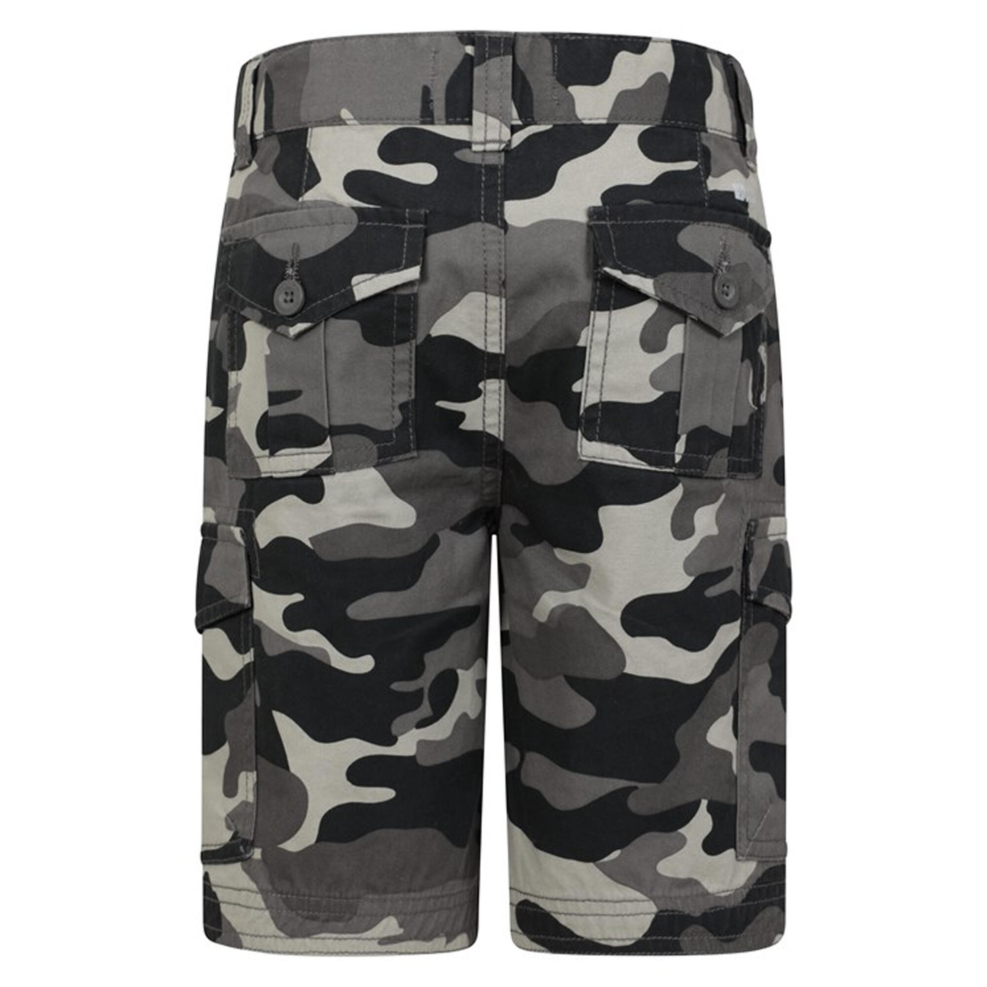 Childrens/Kids Camo Cargo Shorts (Black) 2/4