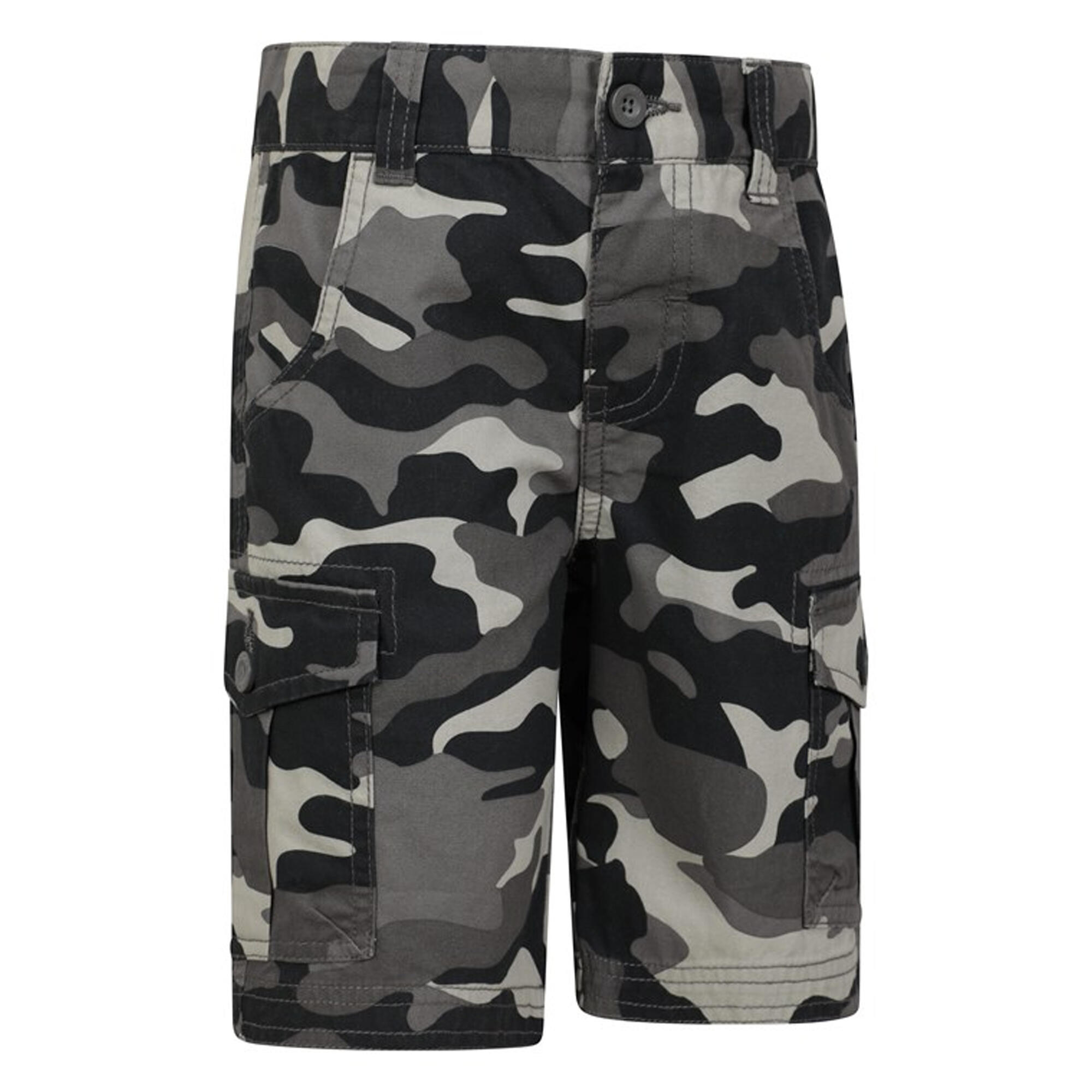 Childrens/Kids Camo Cargo Shorts (Black) 4/4
