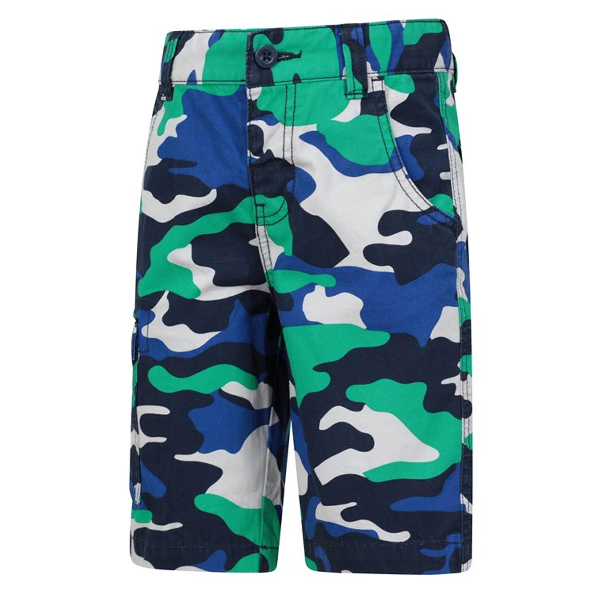 Childrens/Kids Camo Cargo Shorts (Bright Blue) 3/4
