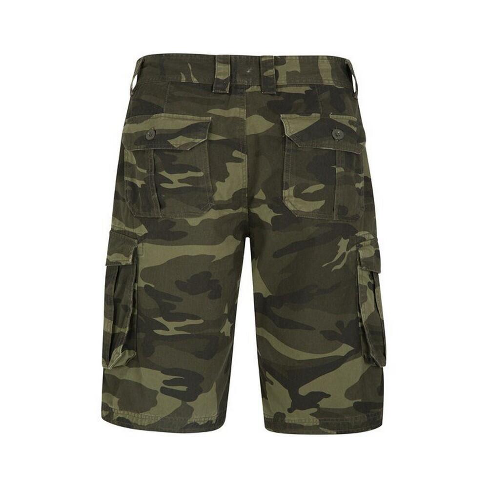 Mens Camo Cargo Shorts (Khaki Green/Black) 2/4