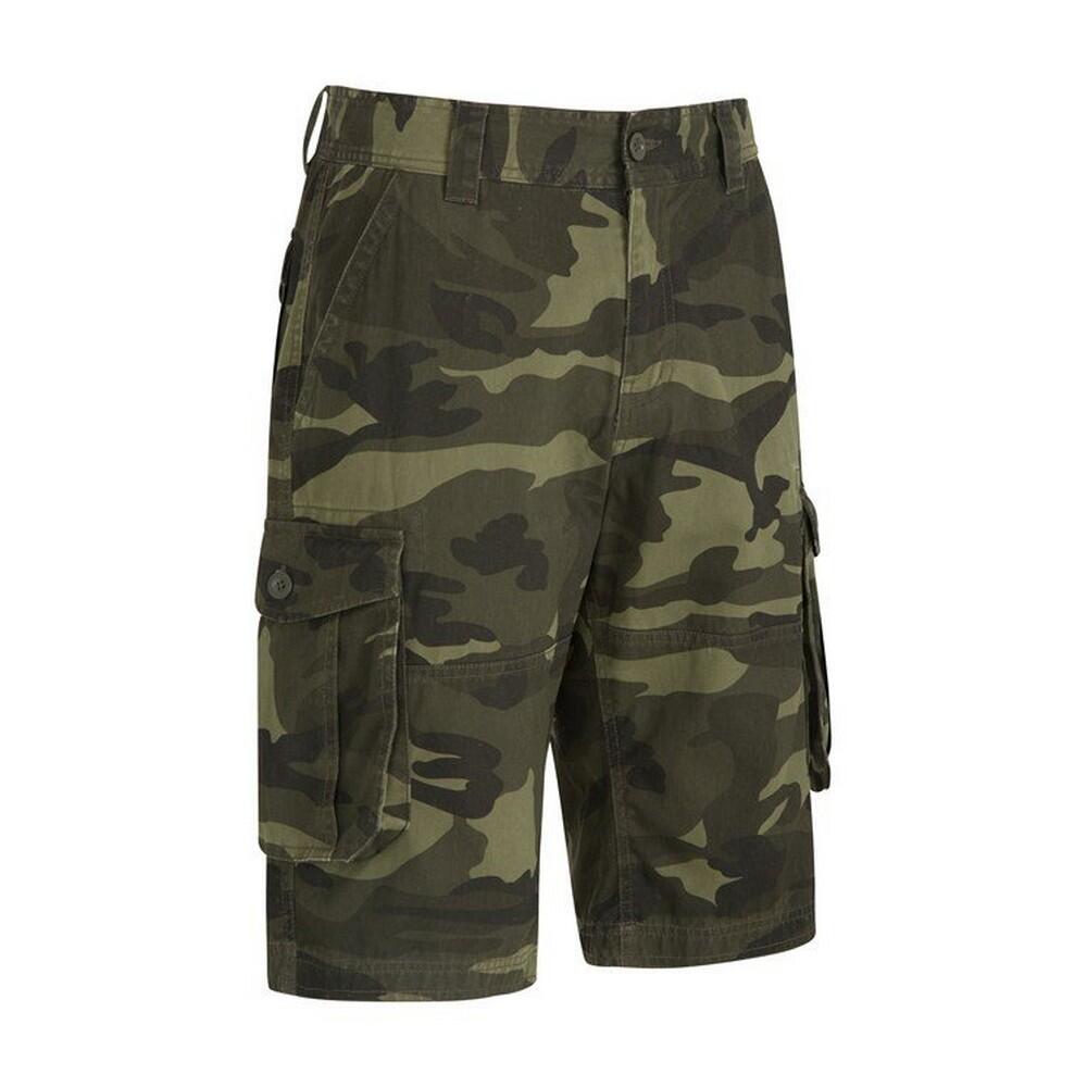 Mens Camo Cargo Shorts (Khaki Green/Black) 4/4