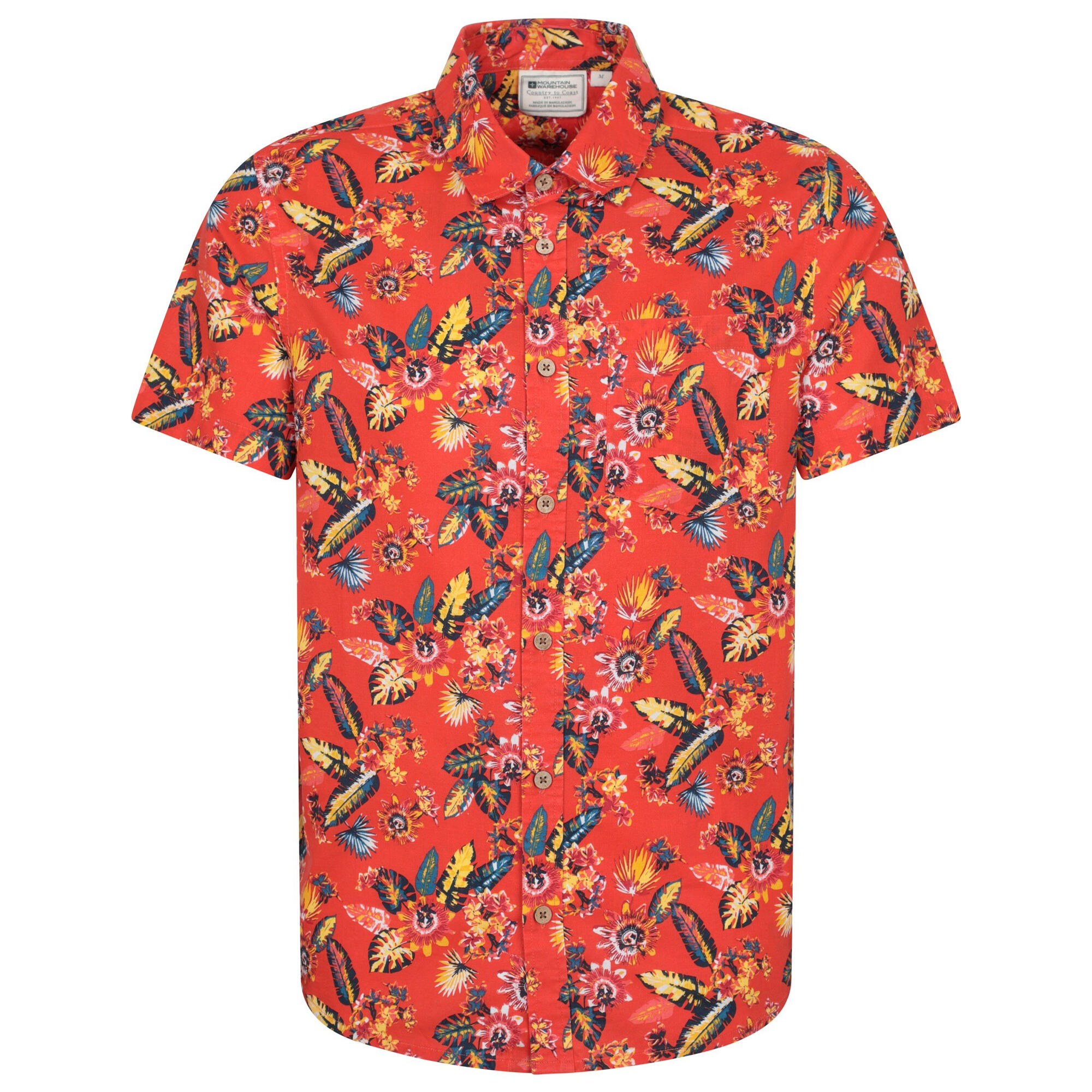 MOUNTAIN WAREHOUSE Camicia Le Foglie Maniche Corte Uomo Mountain Warehouse Tropical Arancio