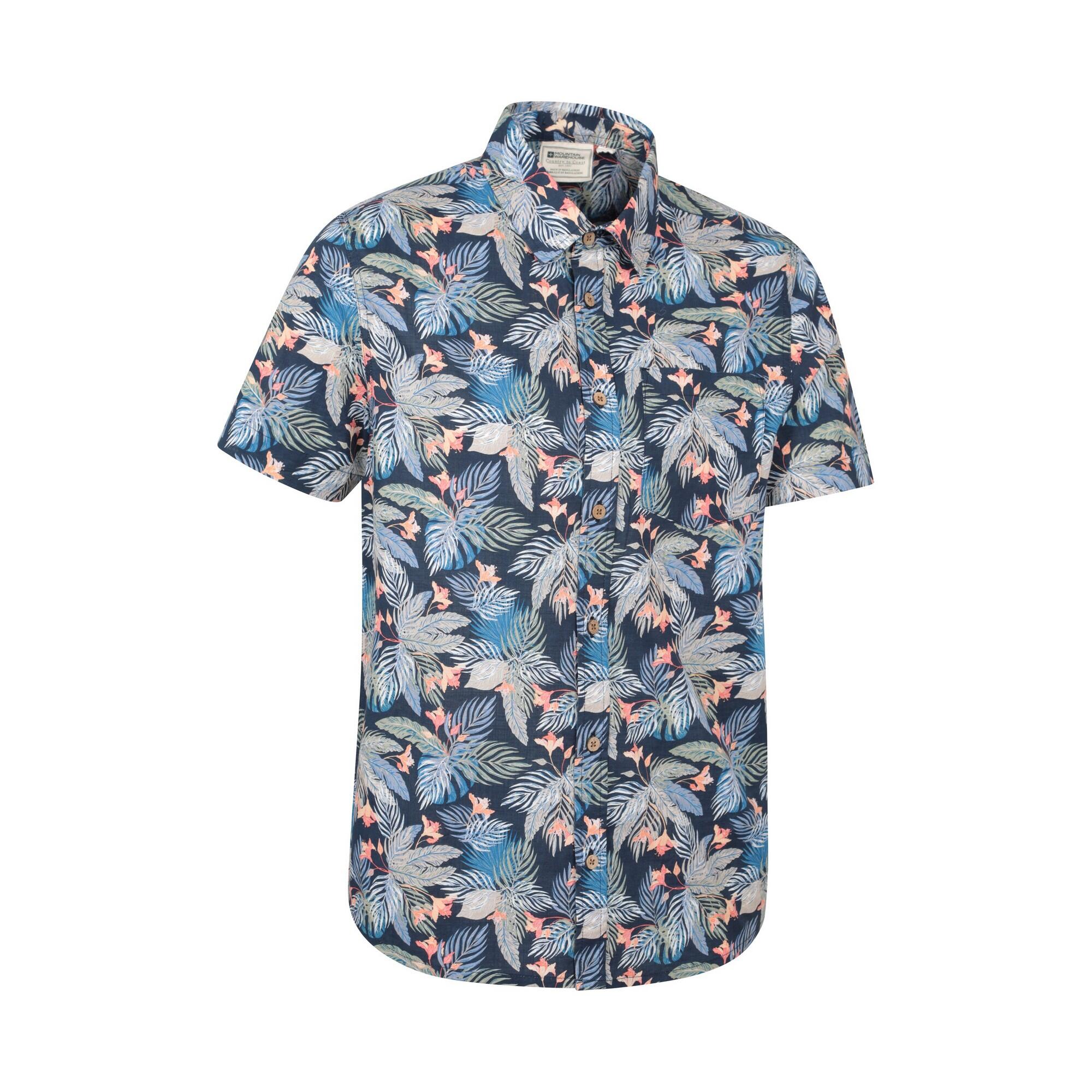 Camicia Tropicale Maniche Corte Uomo Mountain Warehouse Blu 3/4