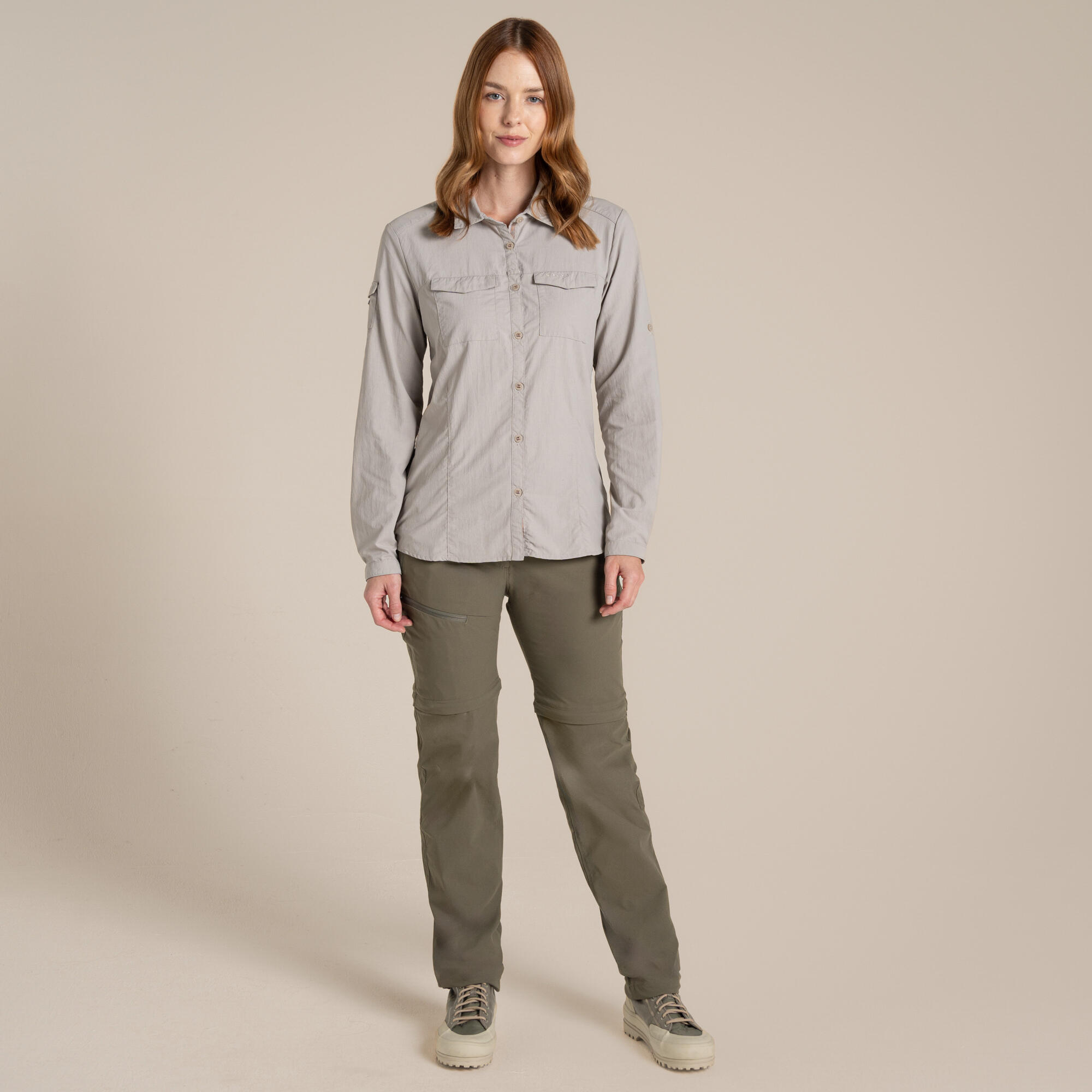 Chemise Craghoppers Nosilife Insect Shield Femme – Taille 14 – Manches Longues Capuche Ventilée – Blanc