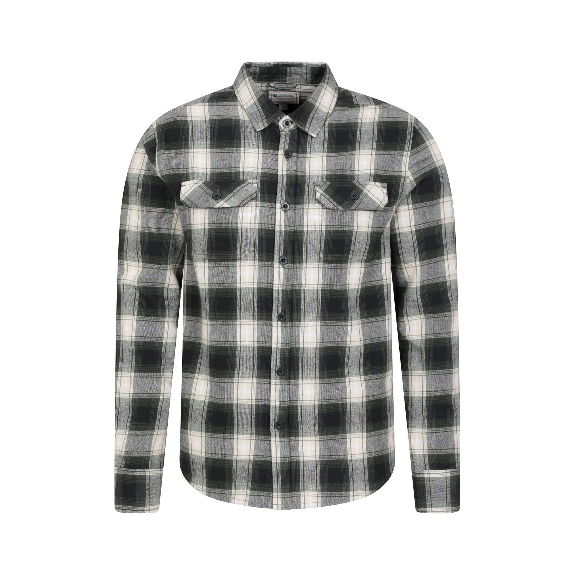 MOUNTAIN WAREHOUSE Mens Trace Flannel LongSleeved Shirt (Dark Green)