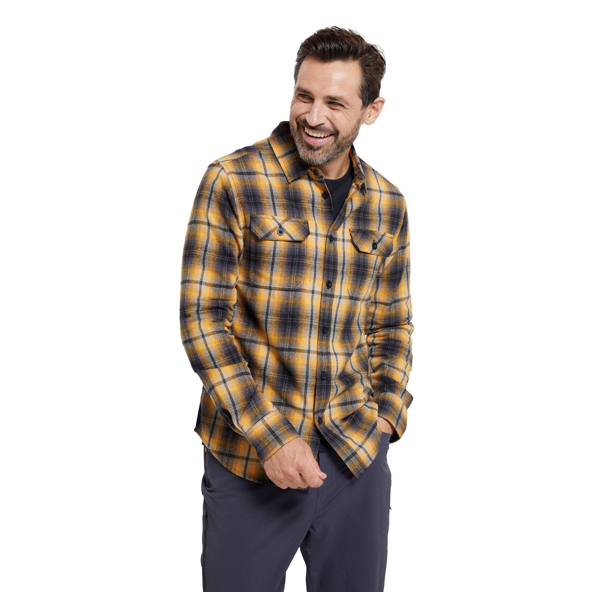 Camicia Manica Lunga Uomo Mountain Warehouse Trace Giallo Chiaro 3/4