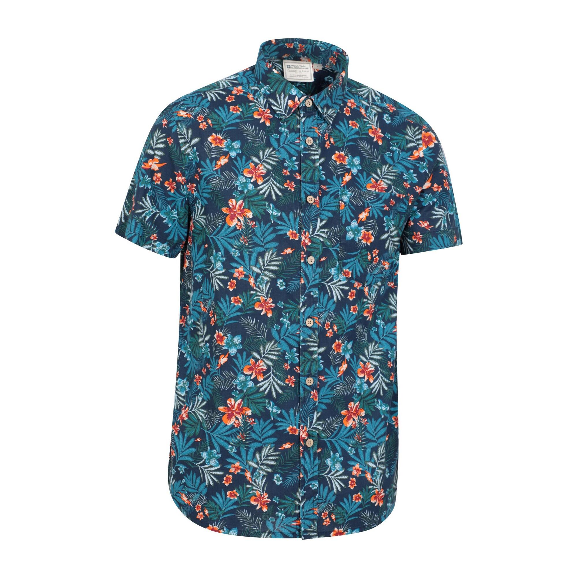 Camicia Tropicale Maniche Corte Uomo Mountain Warehouse Blu Navy 3/4