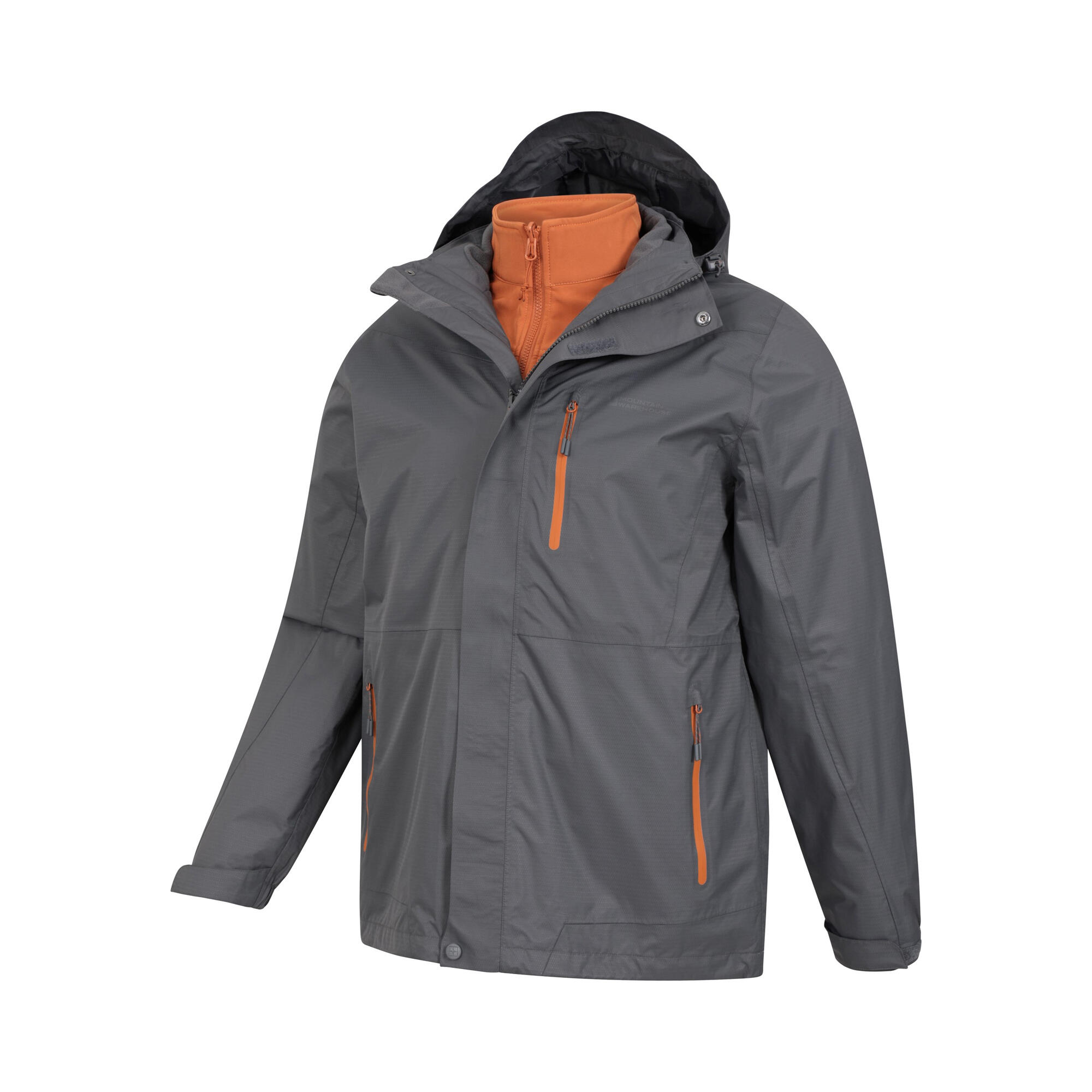 "Bracken Extreme" Jacke, wasserfest 3 in 1 für Herren Holzkohle 3/4