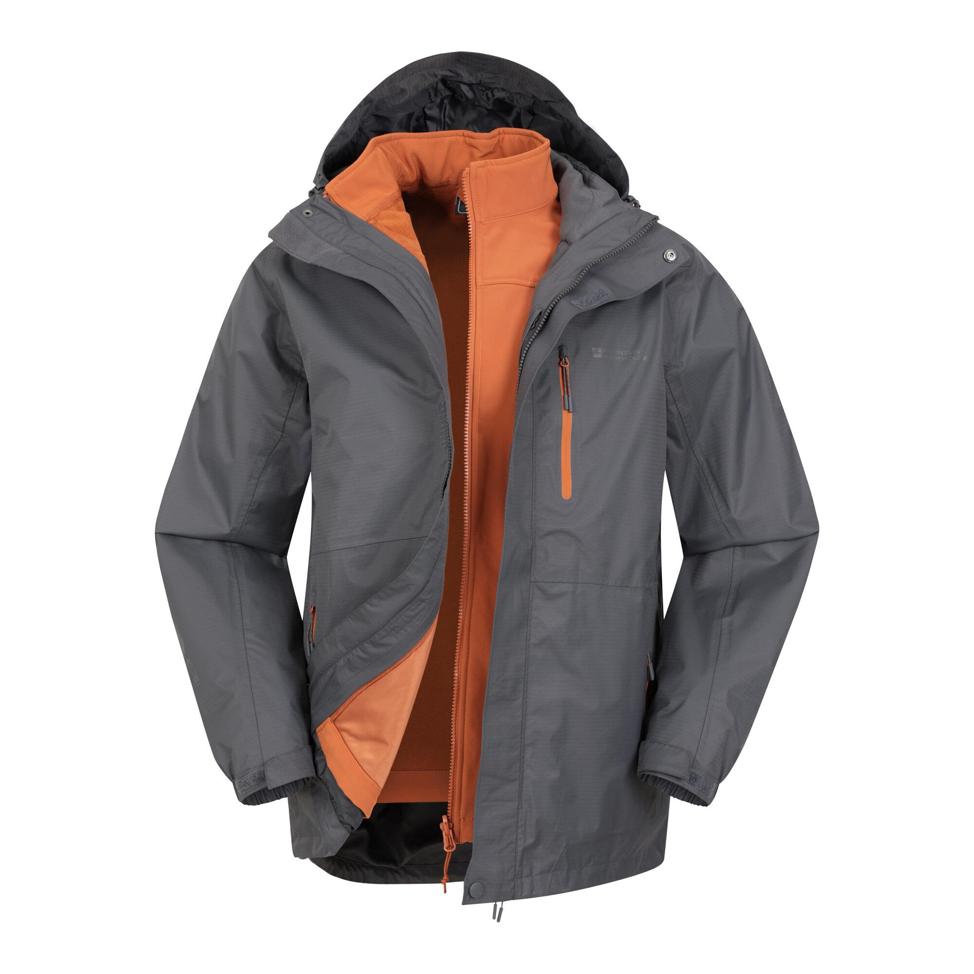 MOUNTAIN WAREHOUSE Mens Bracken Extreme 3 in 1 Waterproof Jacket (Charcoal)