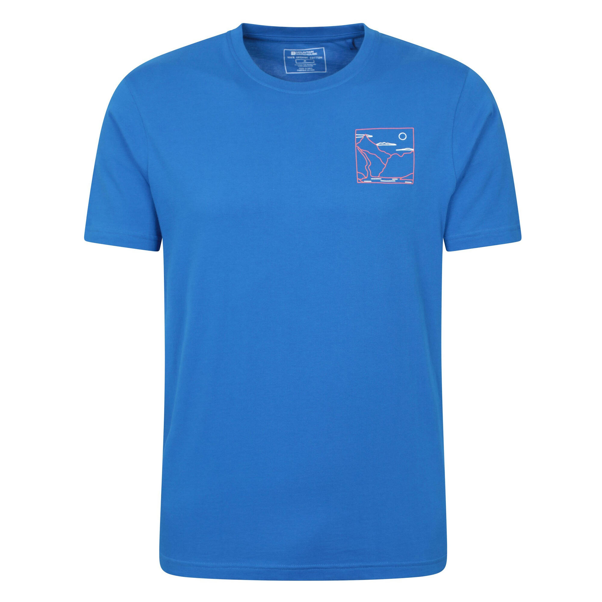 MOUNTAIN WAREHOUSE Mens Adventure Begins Line Art Cotton TShirt (Cobalt)