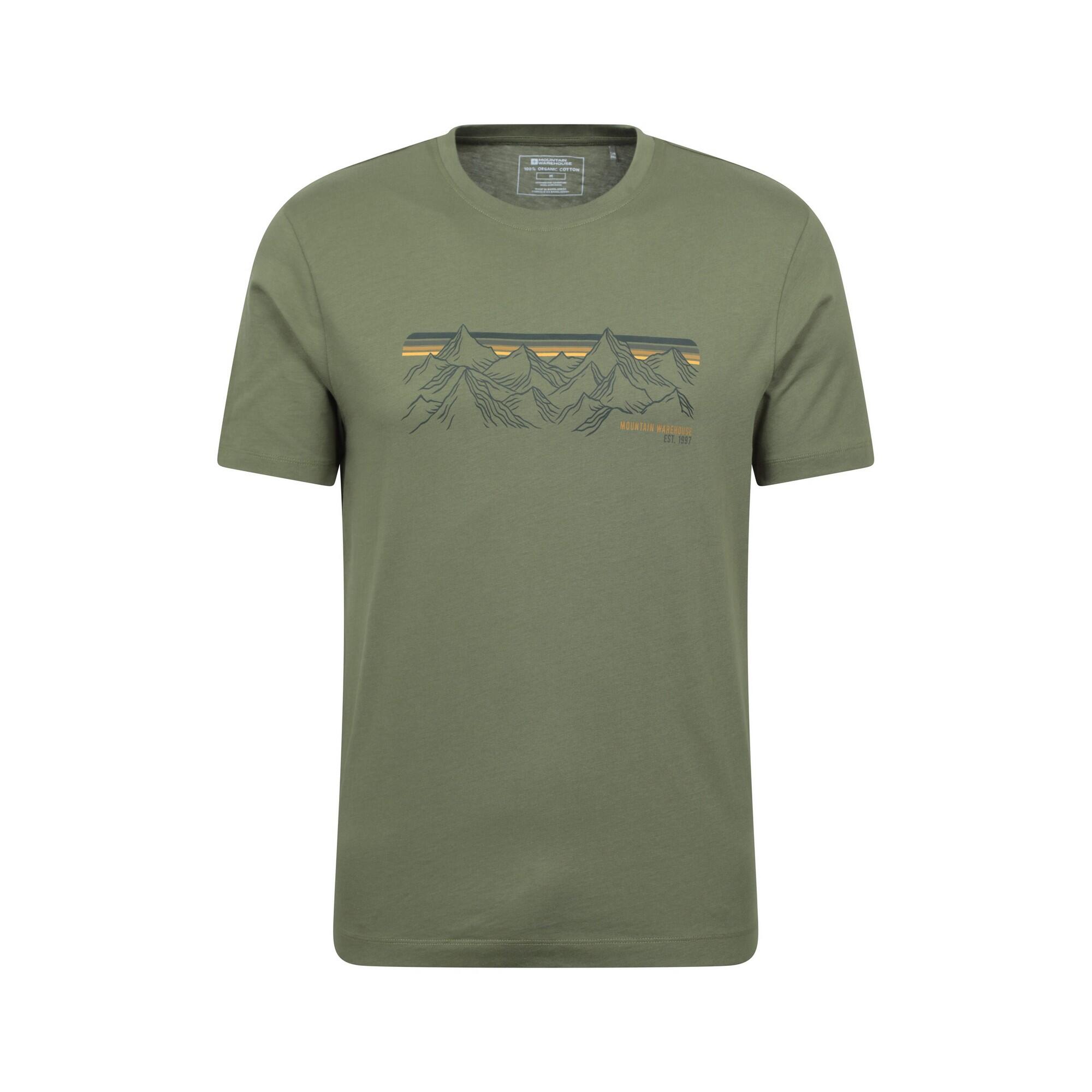 MOUNTAIN WAREHOUSE Mens Mountain Stripes TShirt (Khaki Green)