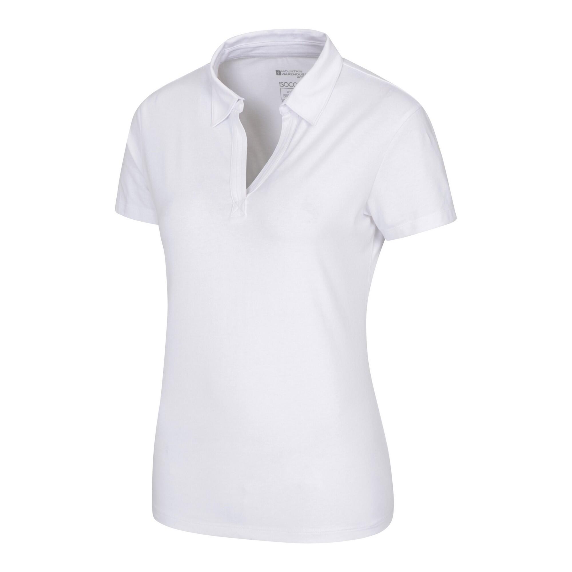 Poloshirt Mit UVSchutz für Damen Weiß 3/4