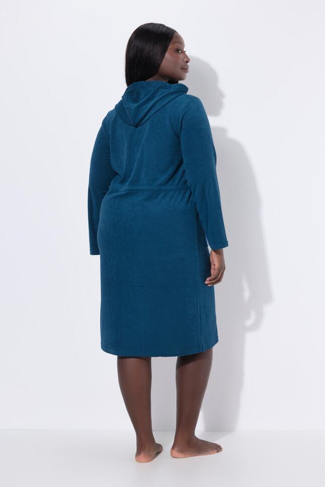 Damskie Szlafrok dwukierunkowy zamek błyskawiczny kaptur frotte