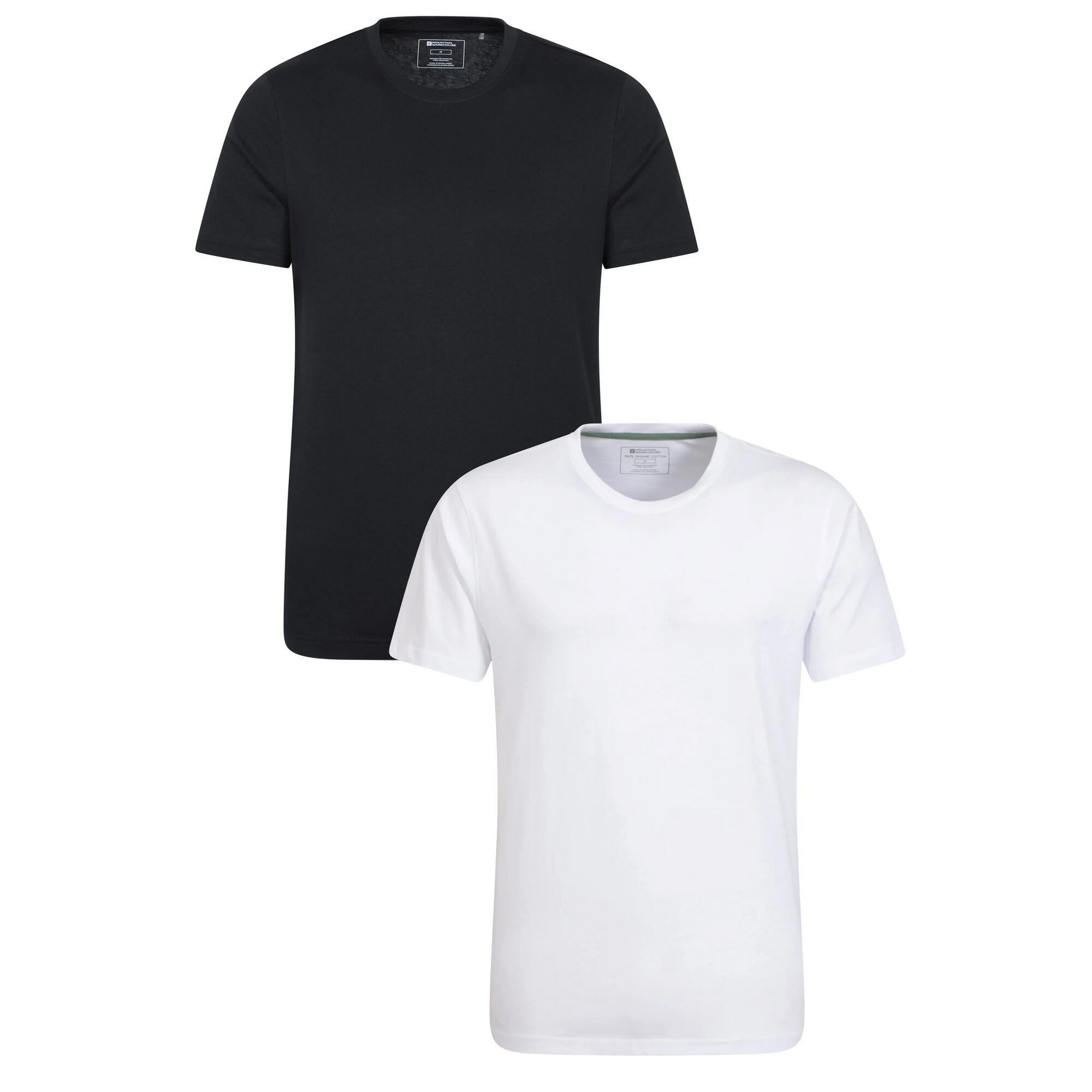 MOUNTAIN WAREHOUSE Mens Flint Crew Neck TShirt (Pack of 2) (White/Black)