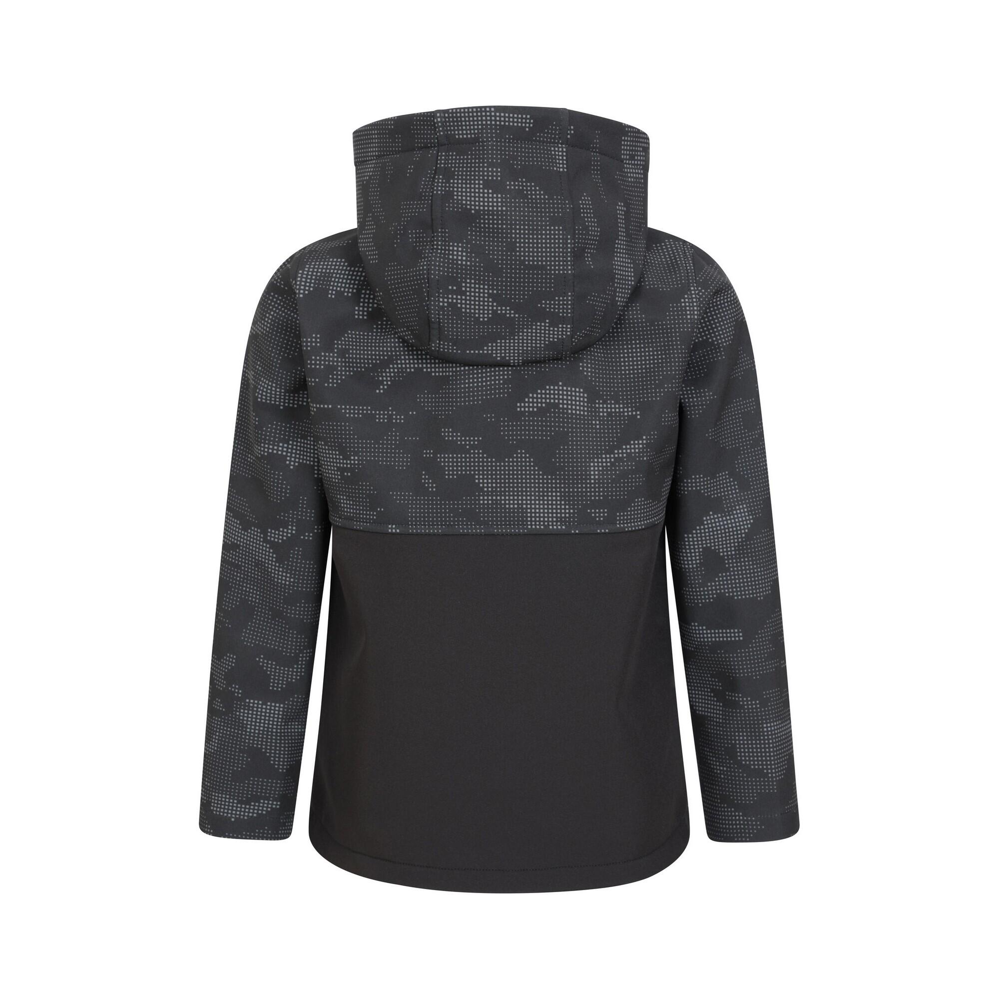 Childrens/Kids Exodus Camouflage Soft Shell Jacket (Black Camo) 2/4