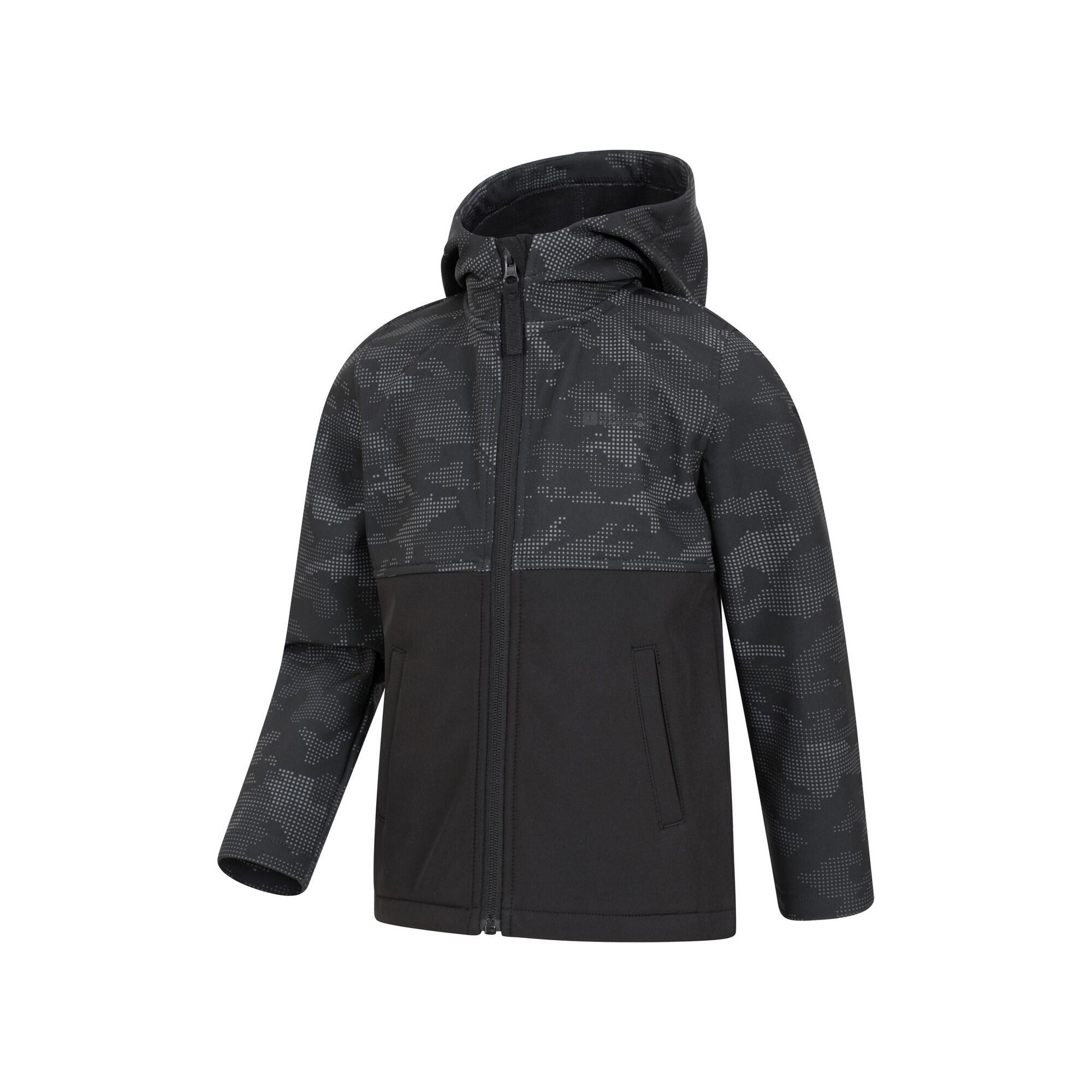 Childrens/Kids Exodus Camouflage Soft Shell Jacket (Black Camo) 4/4
