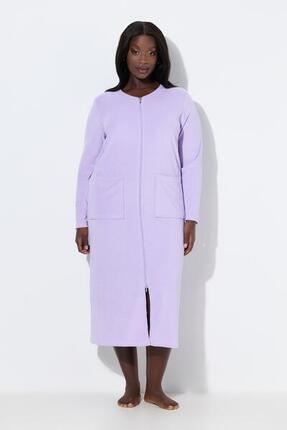 Damen Bademantel Frottee 2-Wege-Reissverschluss Langarm