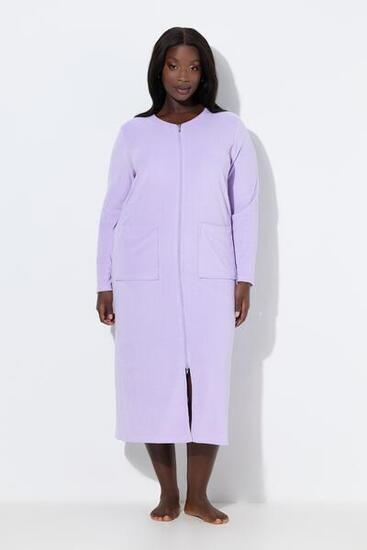 Damen Bademantel Frottee 2-Wege-Reissverschluss Langarm