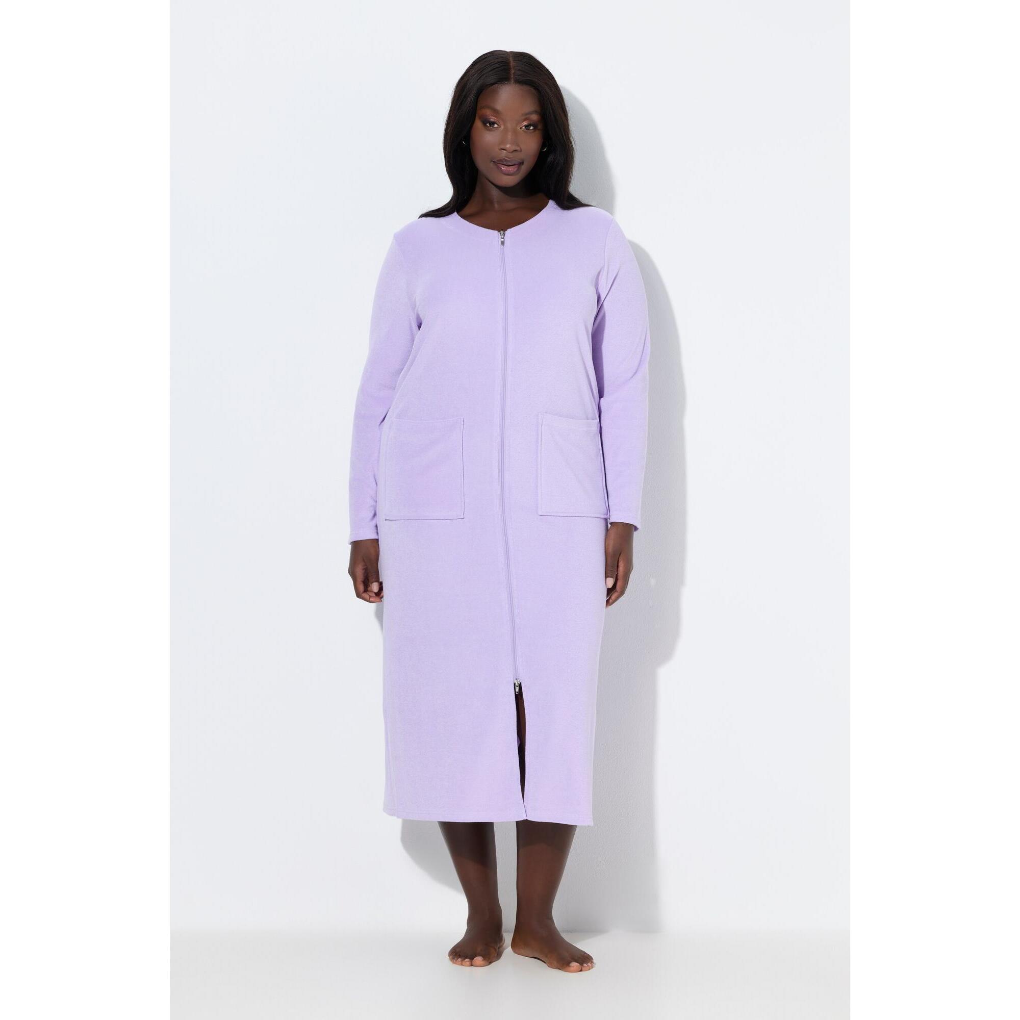 Ulla Popken - Femme Peignoir En Tissu Éponge - Peignoir De Bain - Bleu - 44 L - Decathlon