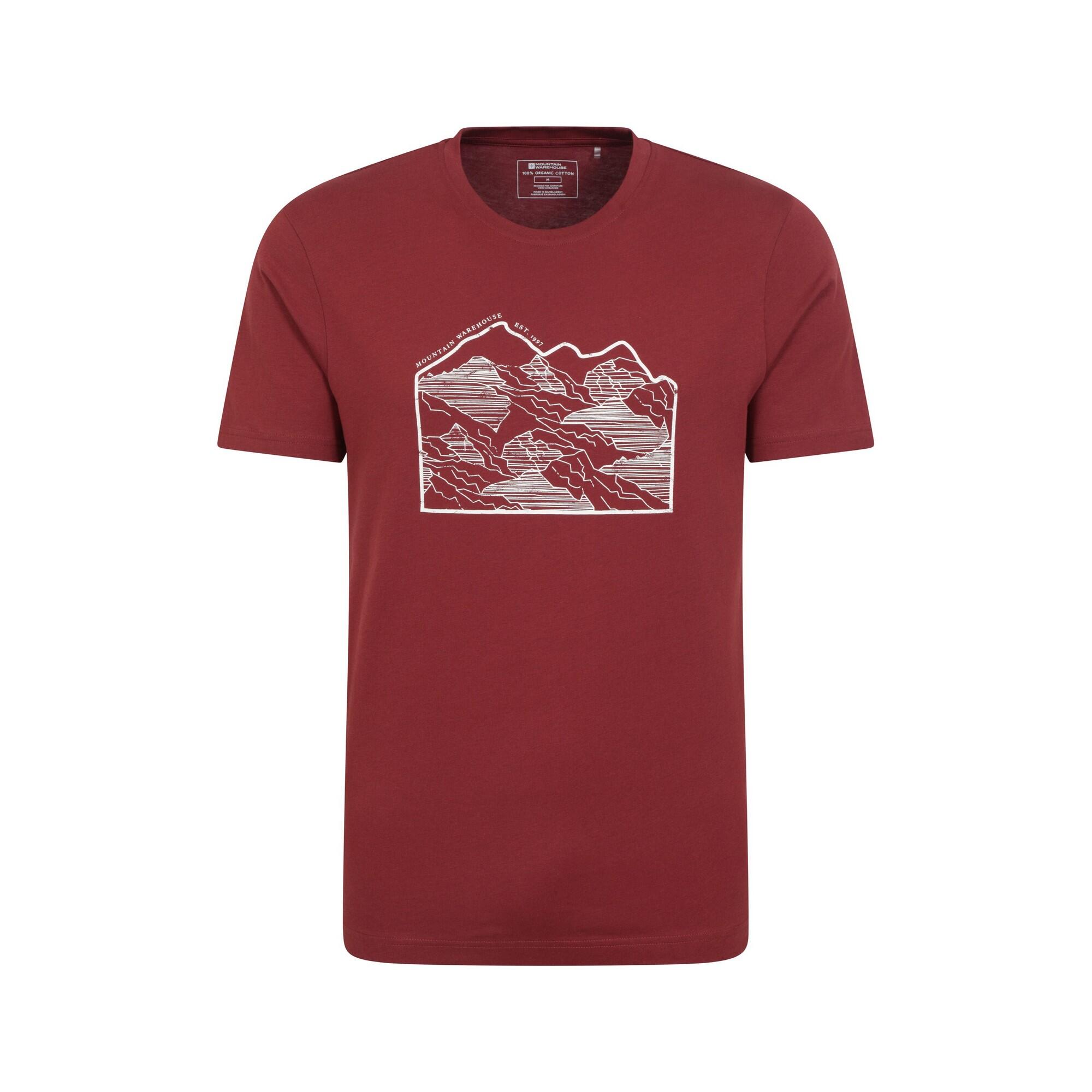 MOUNTAIN WAREHOUSE Mens Linear TShirt (Dark Burgundy)