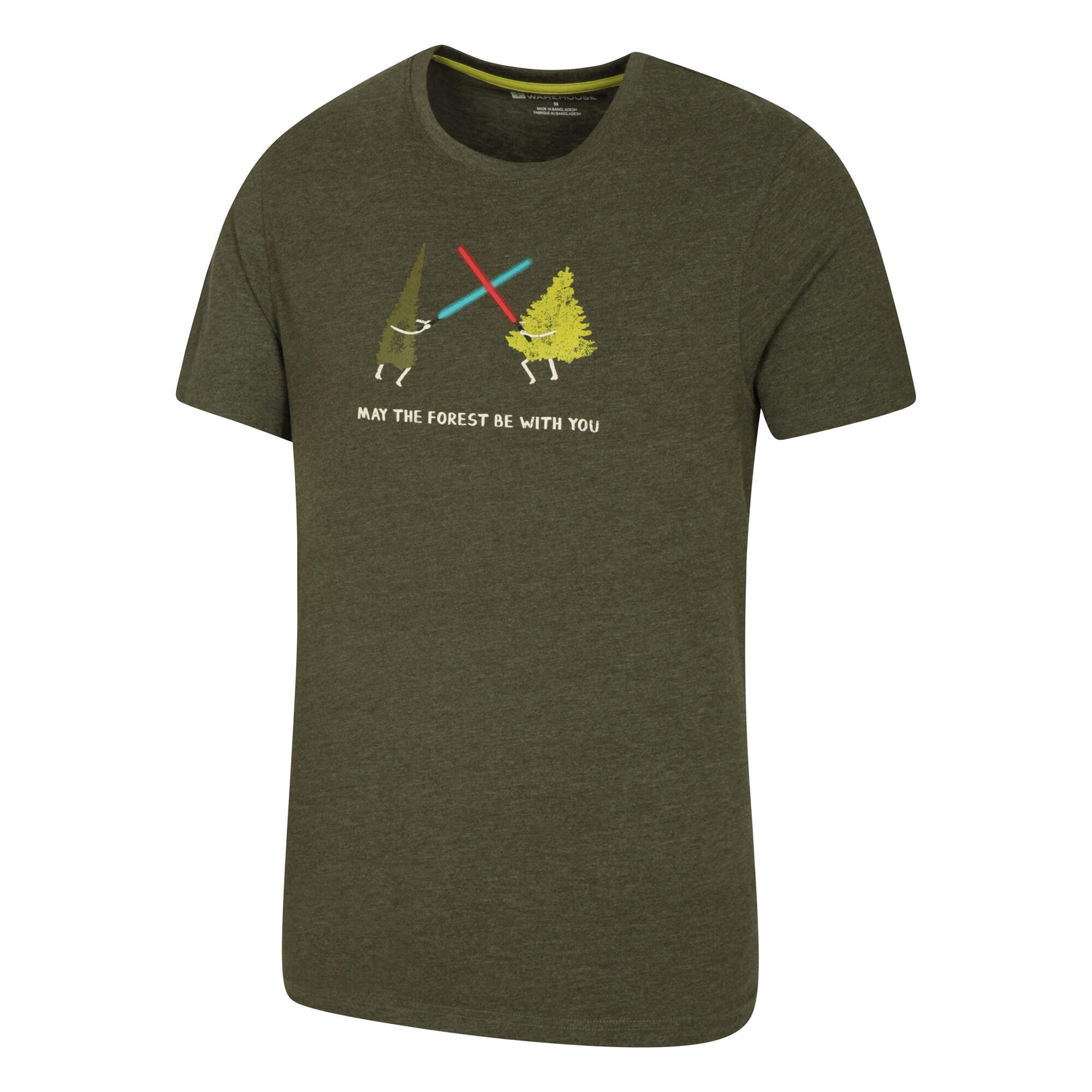 Maglietta Uomo Mountain Warehouse May The Forest Be With You Verde Kaki 3/4