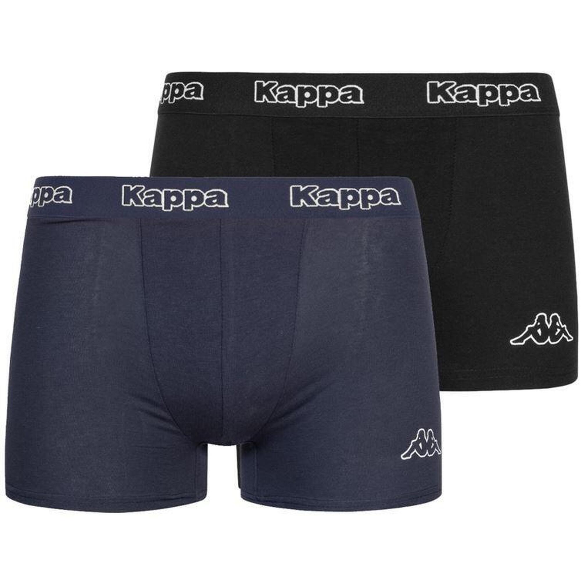 Boxer Homme KAPPA BCX2TRIAS1 - Noir Jaune - Coton - Lot de 2 Noir